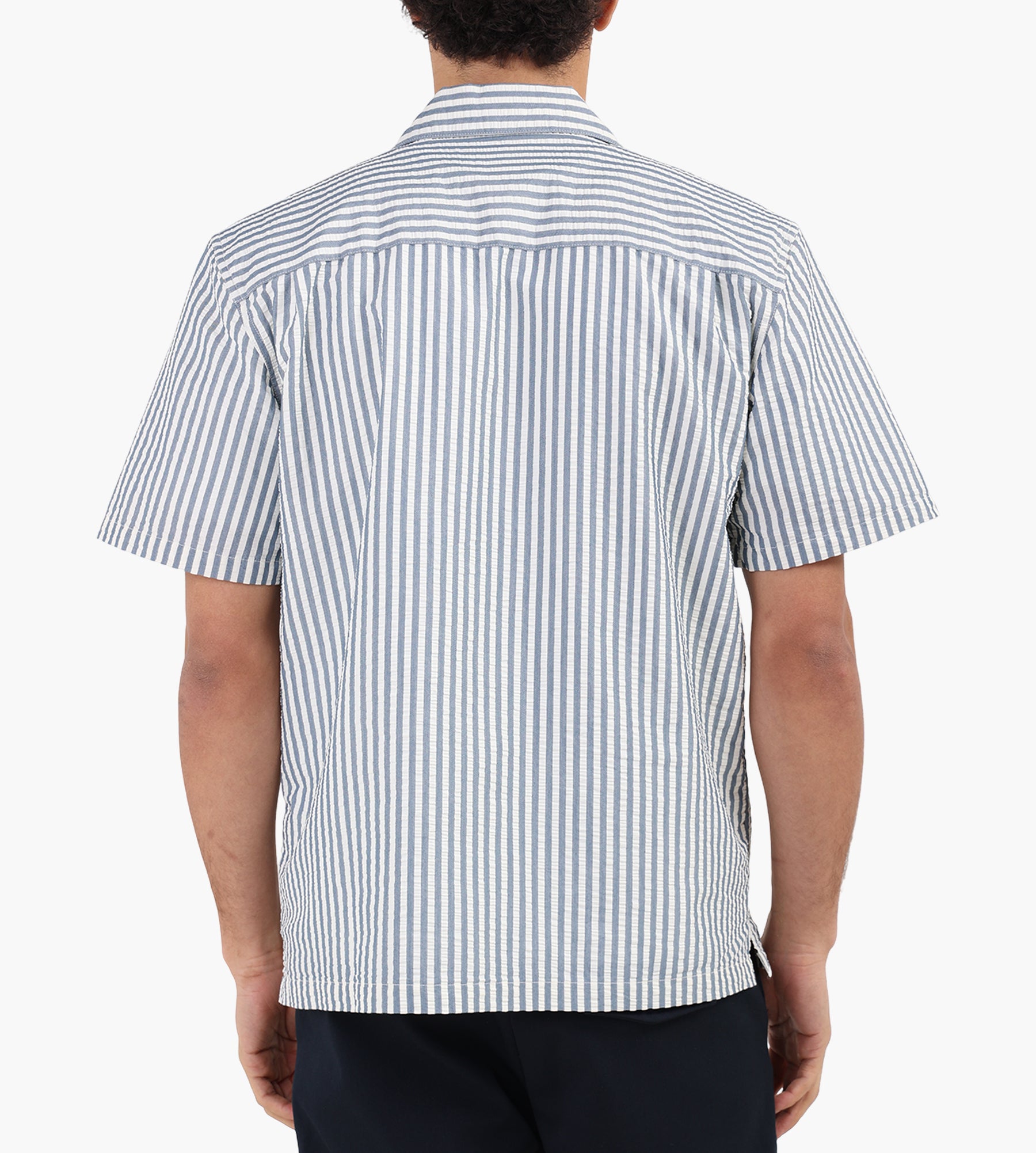 Carhartt WIP Short Sleeve Leavel Shirt Leavel Stripe Blue River Wax