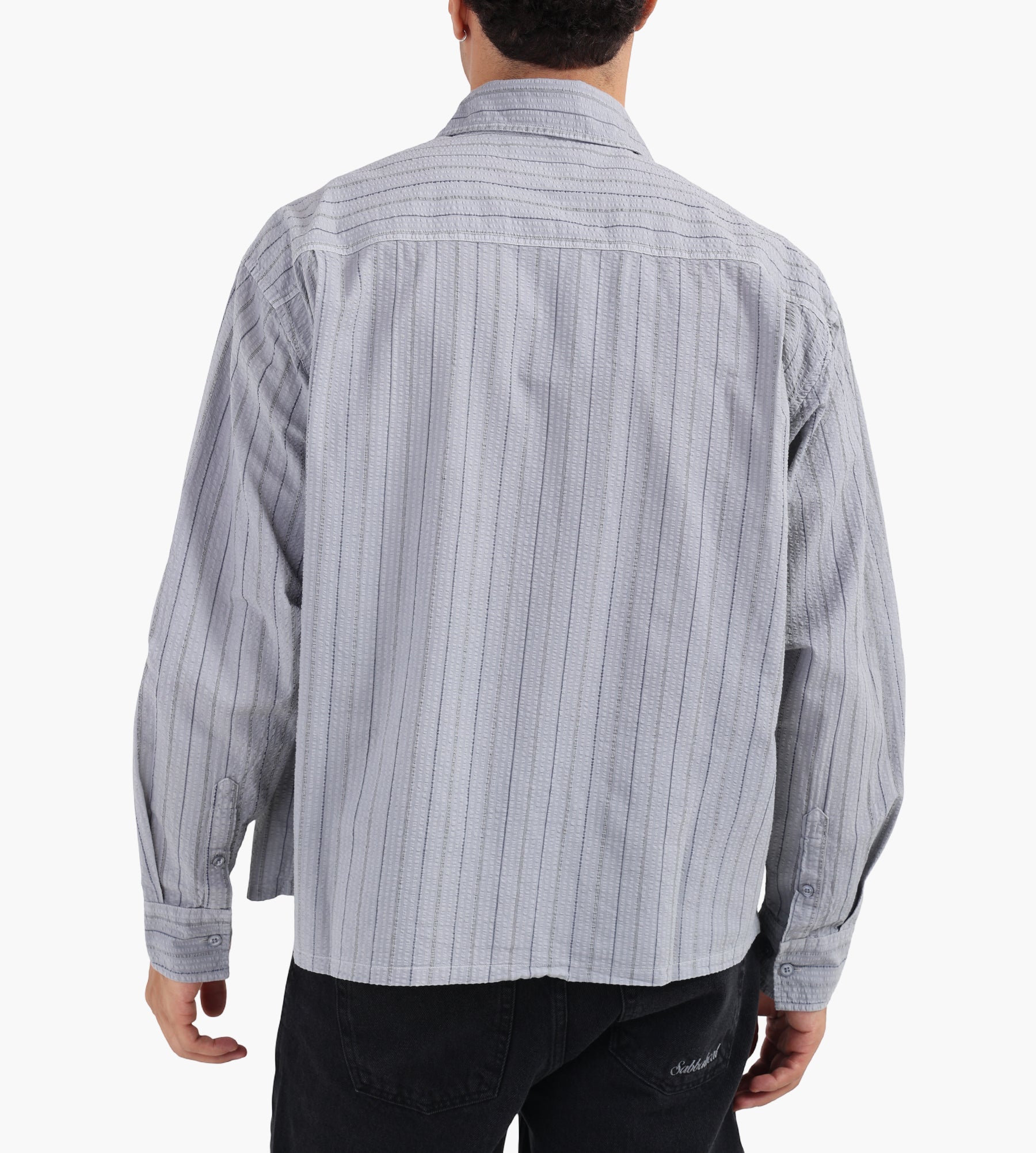 OLAF Striped Boxy Shirt Navy