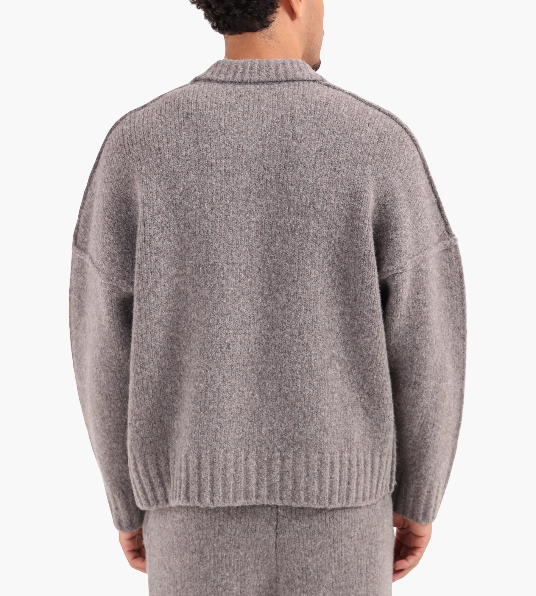 Seventh Wool Knit Polo Sweater Latte Grain