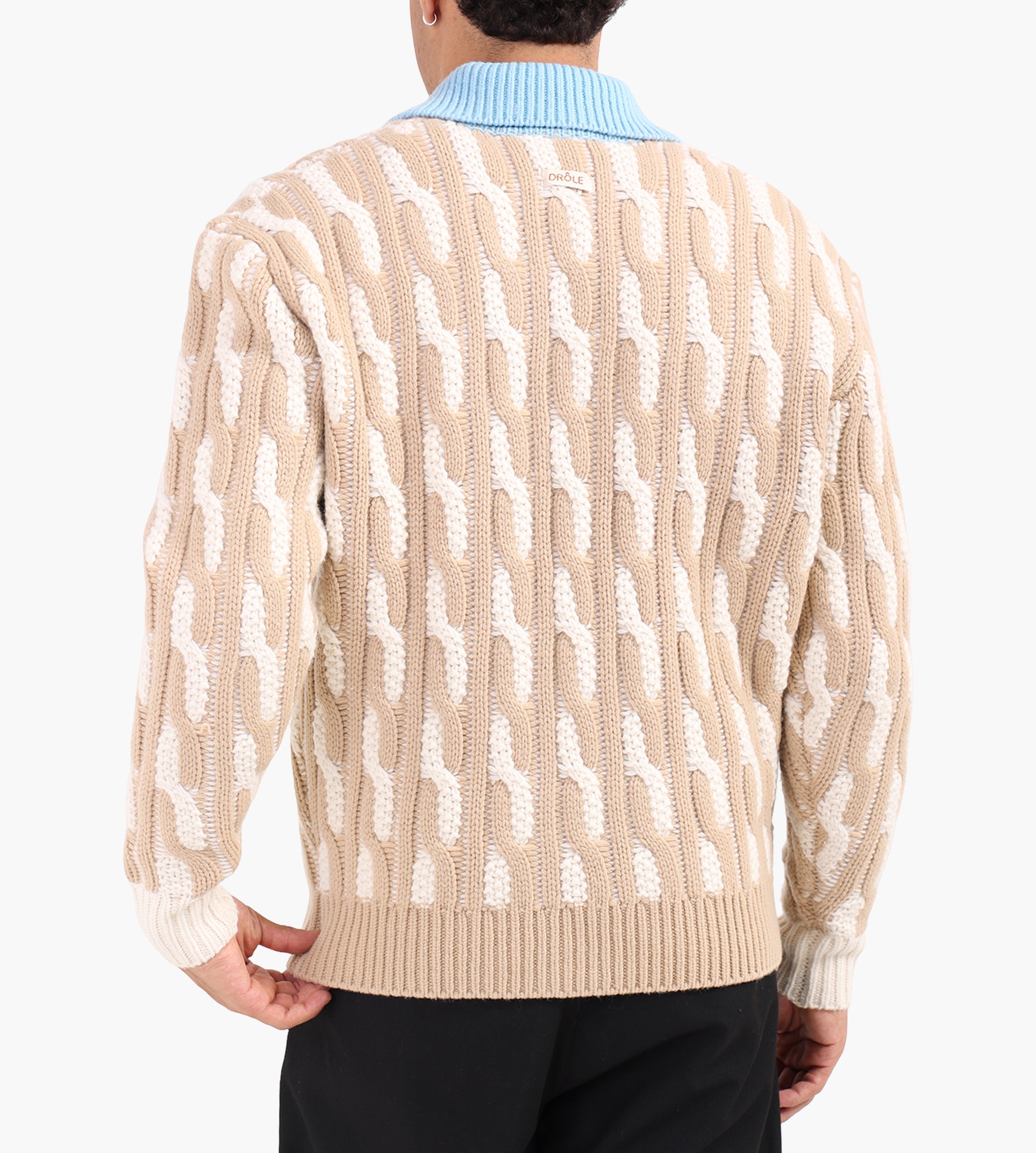 Drôle de Monsieur Le Cardigan Torsades Bicolore Off White