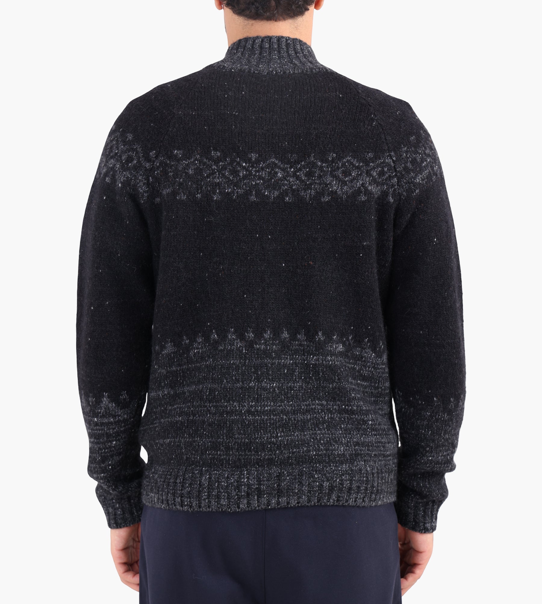 Norse Projects Ulf Full Zip Fairisle Cardigan Dark Grey Melange