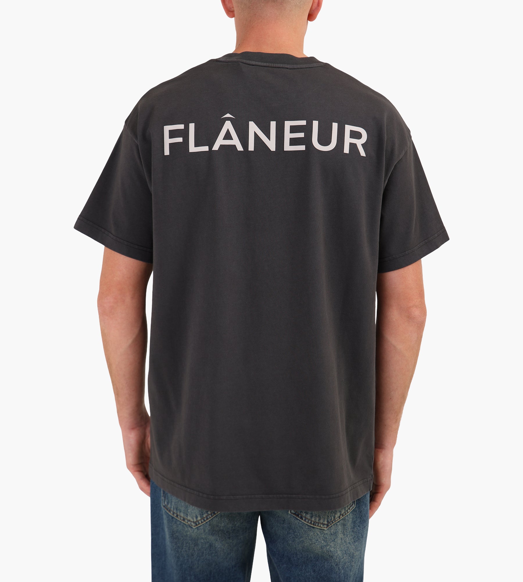 Flâneur Double Logo Washed T-Shirt Black
