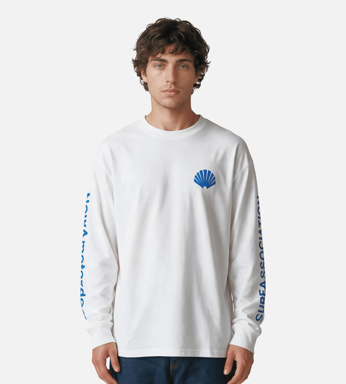 New Amsterdam Surf Association Logo Longsleeve White Cobalt
