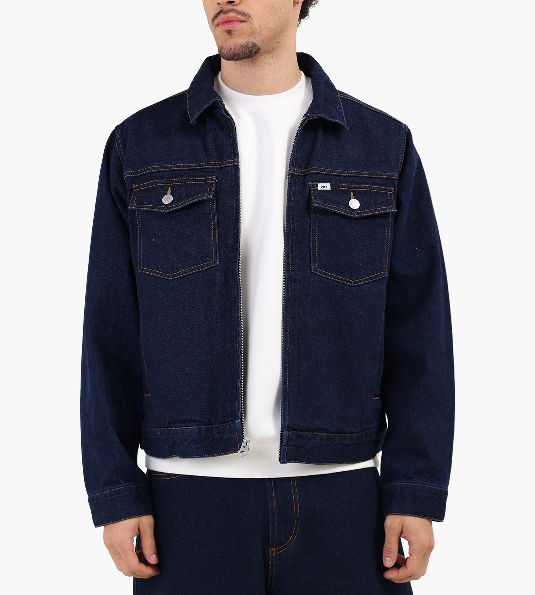 Obey Base Trucker Jacket Rinse Indigo