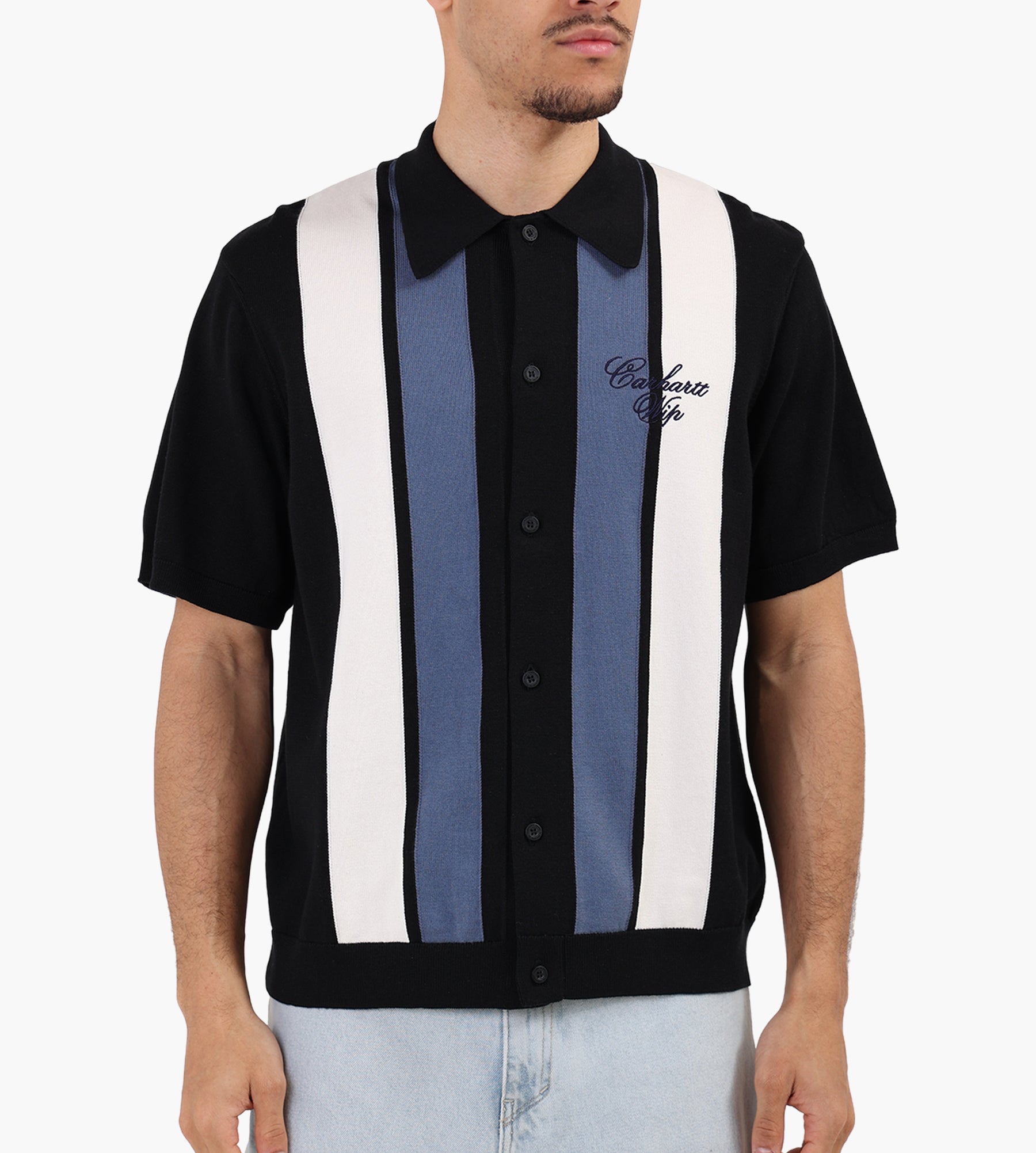 Carhartt WIP Short Sleeve Mello Knit Shirt Mello Stripe Black