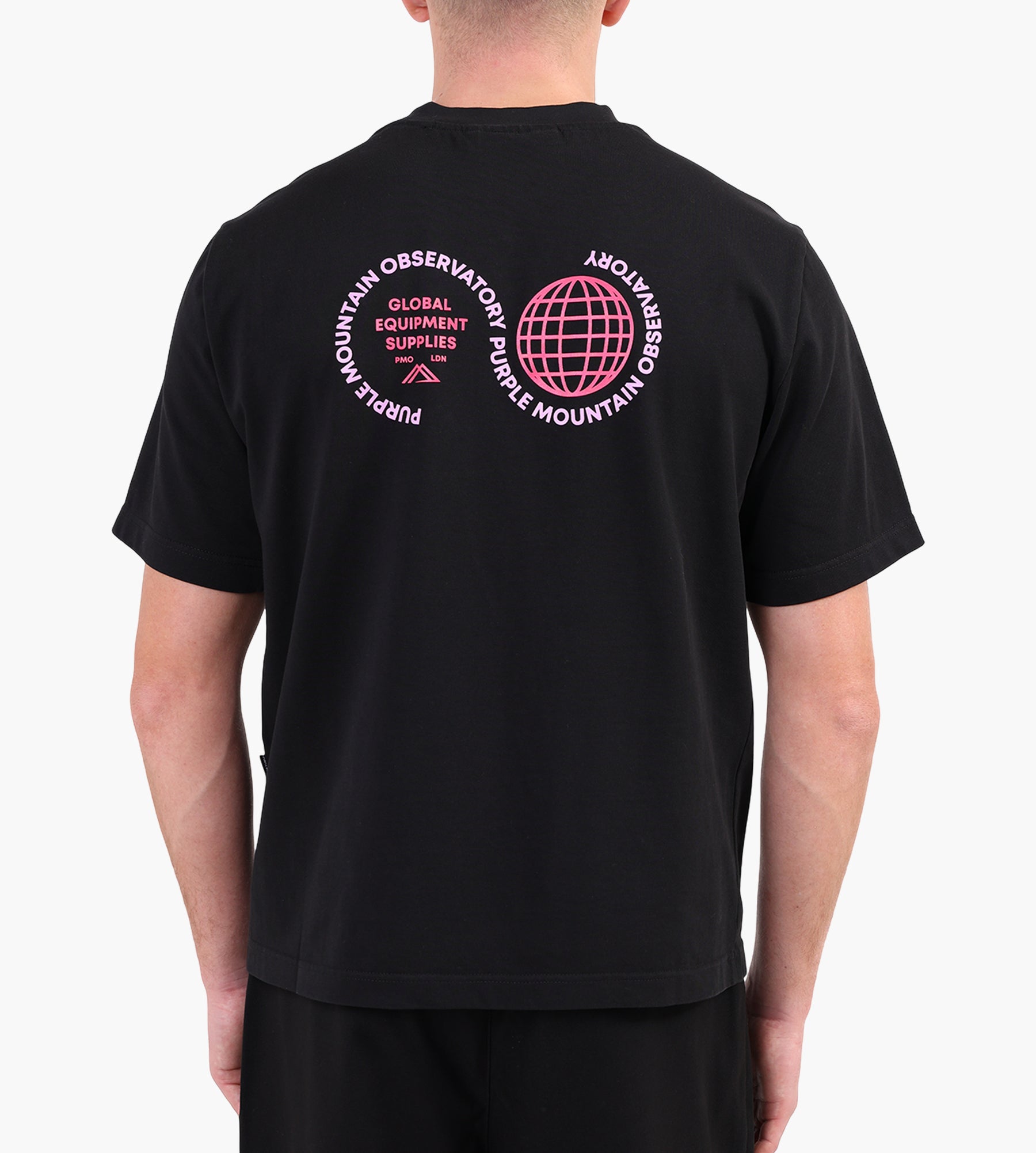 Purple Mountain Observatory Globe Tee Black Pink