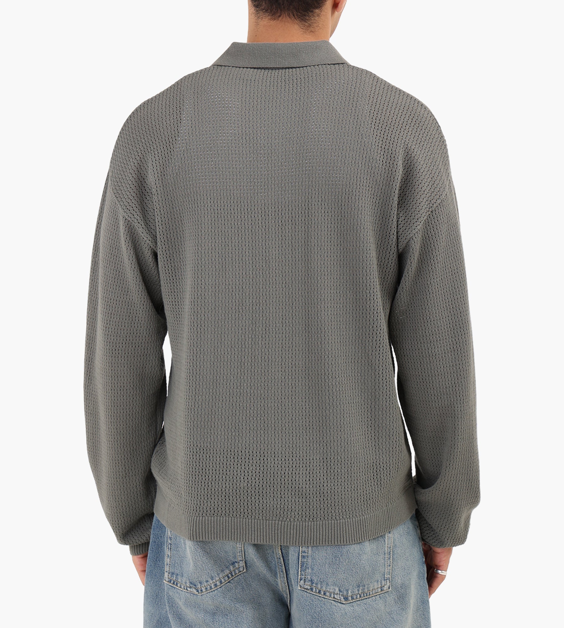 about:blank Resort Long Sleeve Knit Polo Cotton Sage