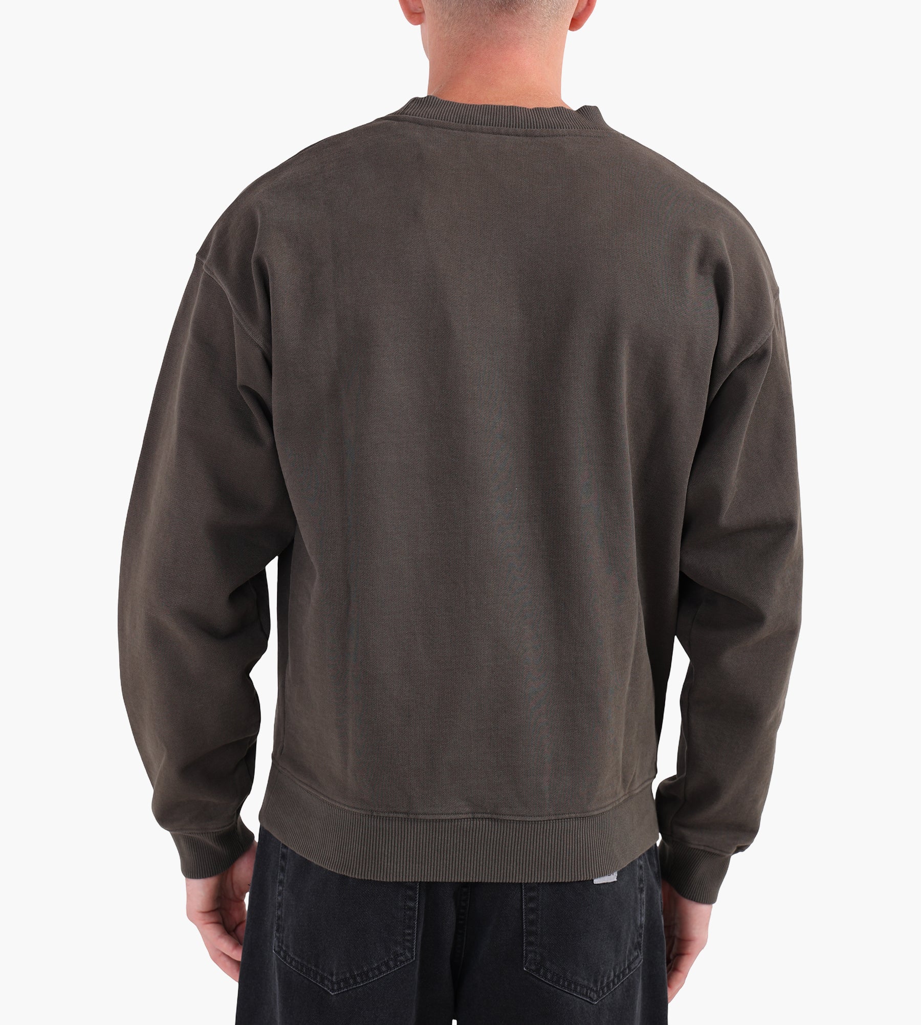 Bram's Fruit Garden Hose Chain Stitch Crewneck Solid Charcoal