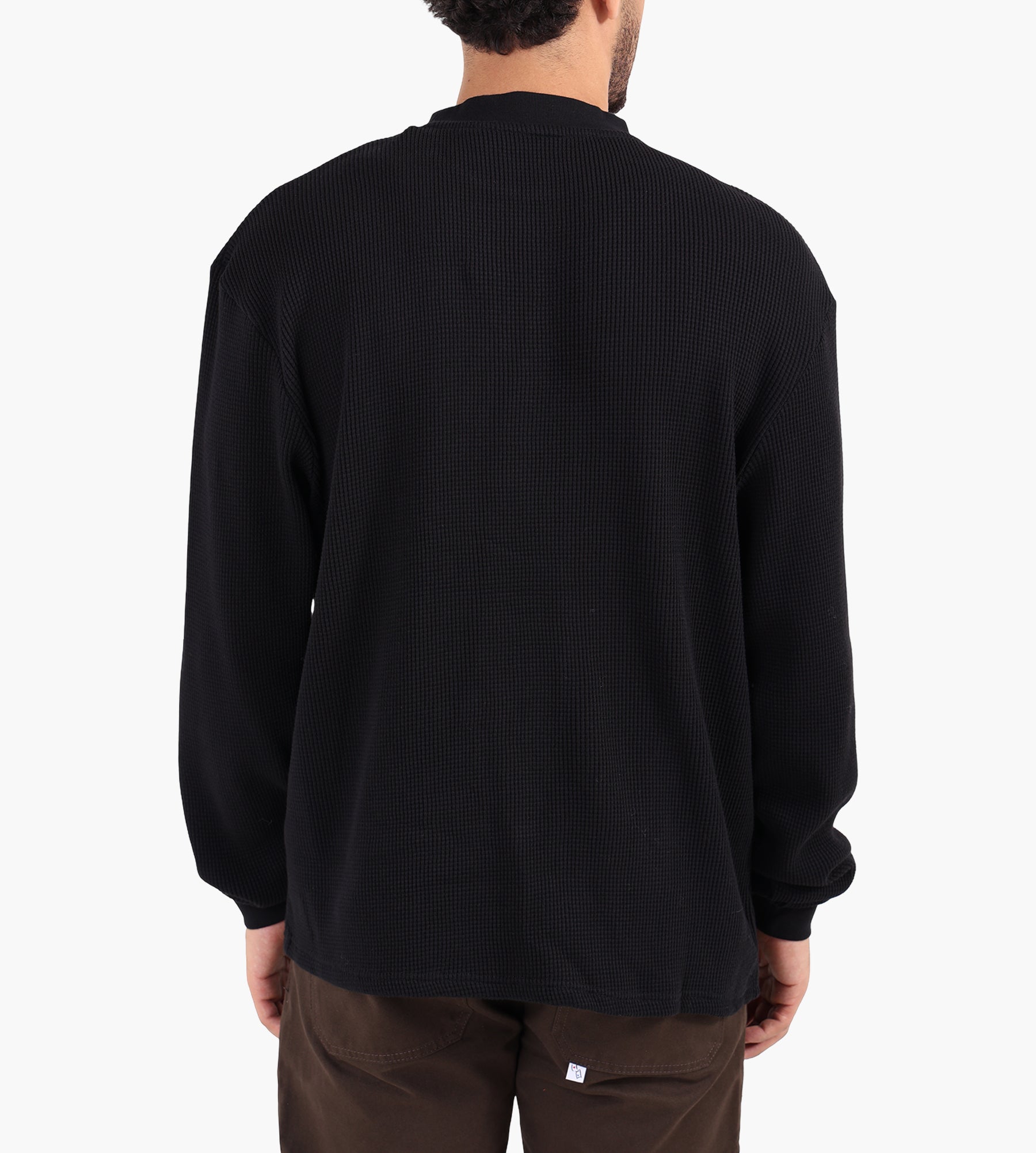 KA_YO Waffle Thermal Sweater Black