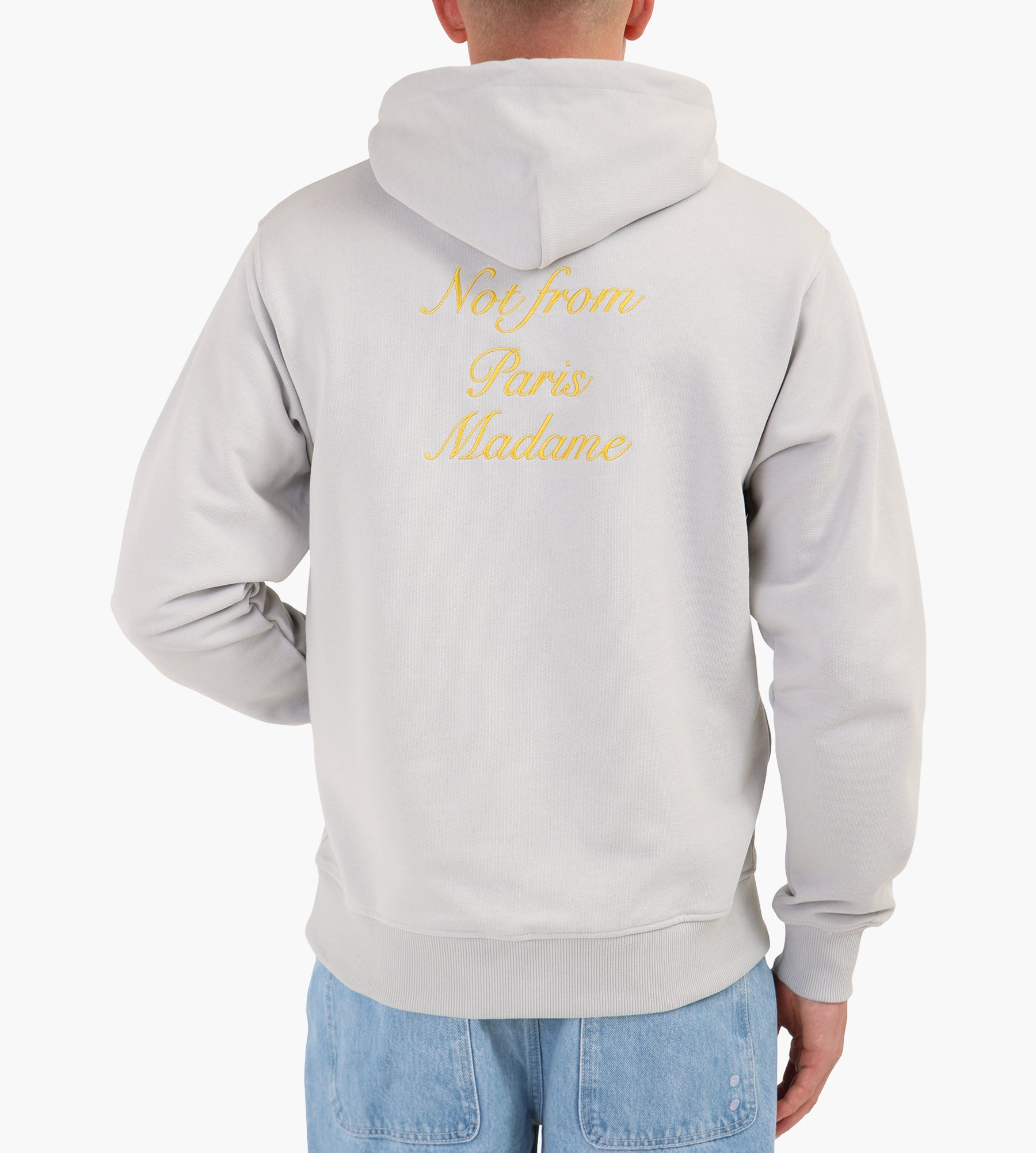 Drôle de Monsieur Le Hoodie Slogan Calligraphy Heather Grey