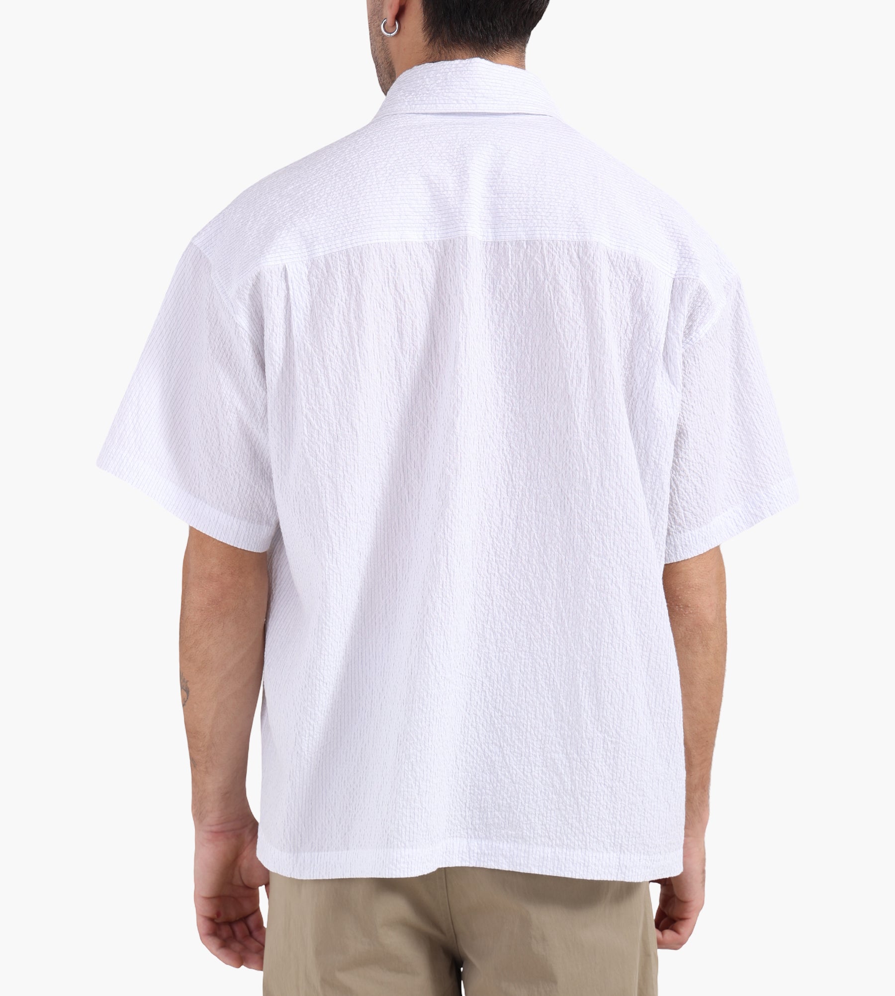 OLAF Stripe Boxy Short Sleeve Shirt Optical White