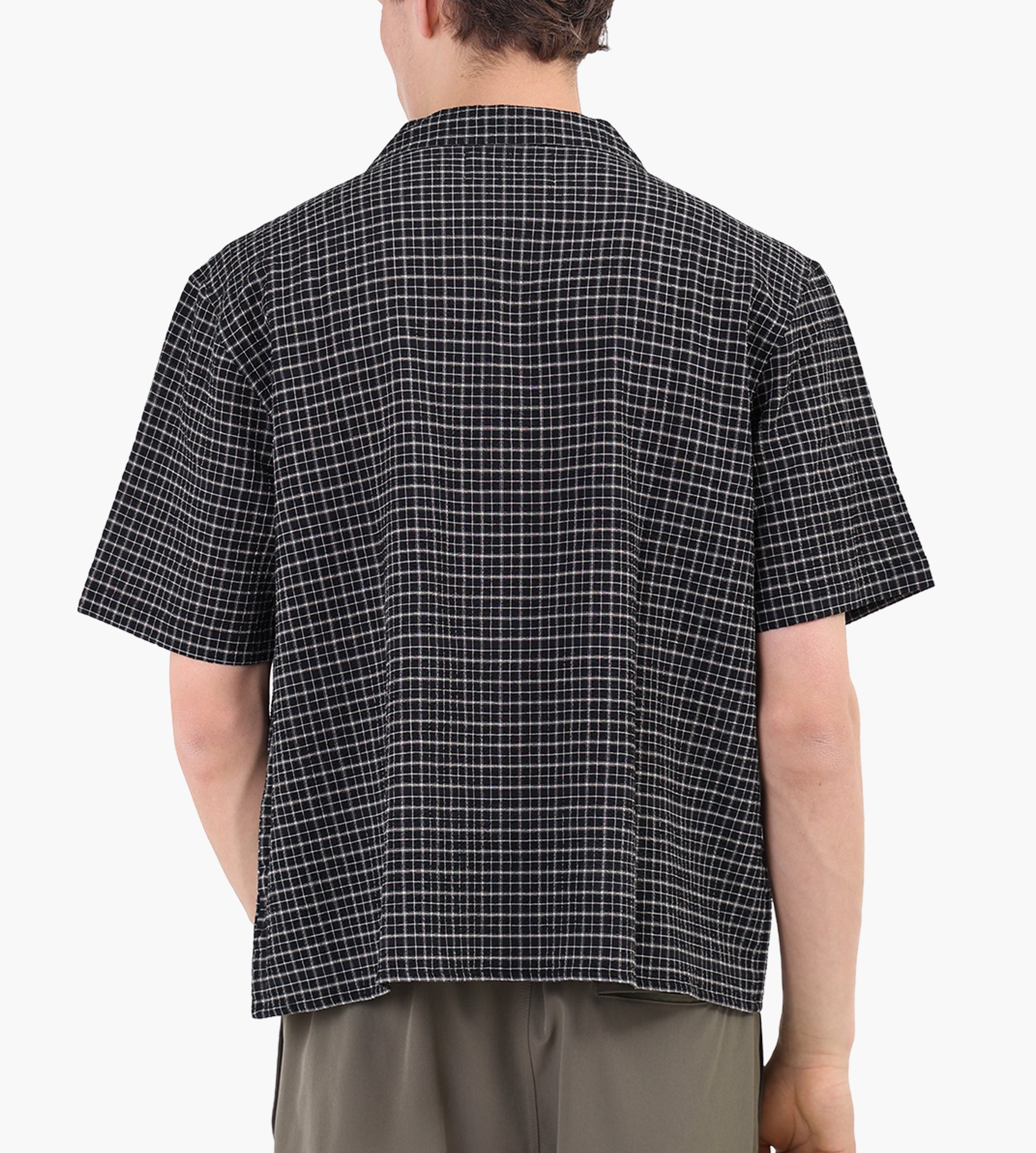 Café-Mountain Loose Check Vacation Shirt Black