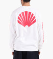 New Amsterdam Surf Association Logo Longsleeve Washed White Deep Red