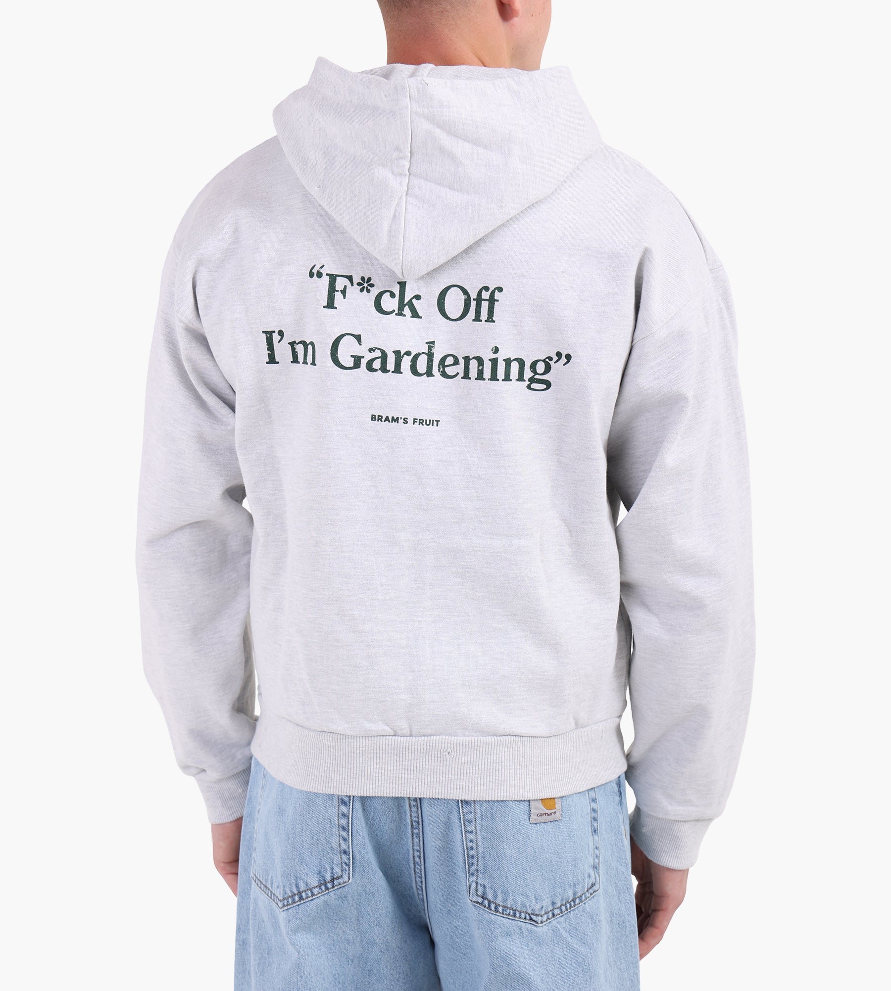 Bram's Fruit Distressed “F*ck Off” Zipper Hoodie Grey Melange