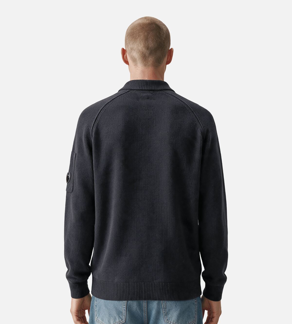 C.P. Company Chenille Cotton Polo Sweater Total Eclipse