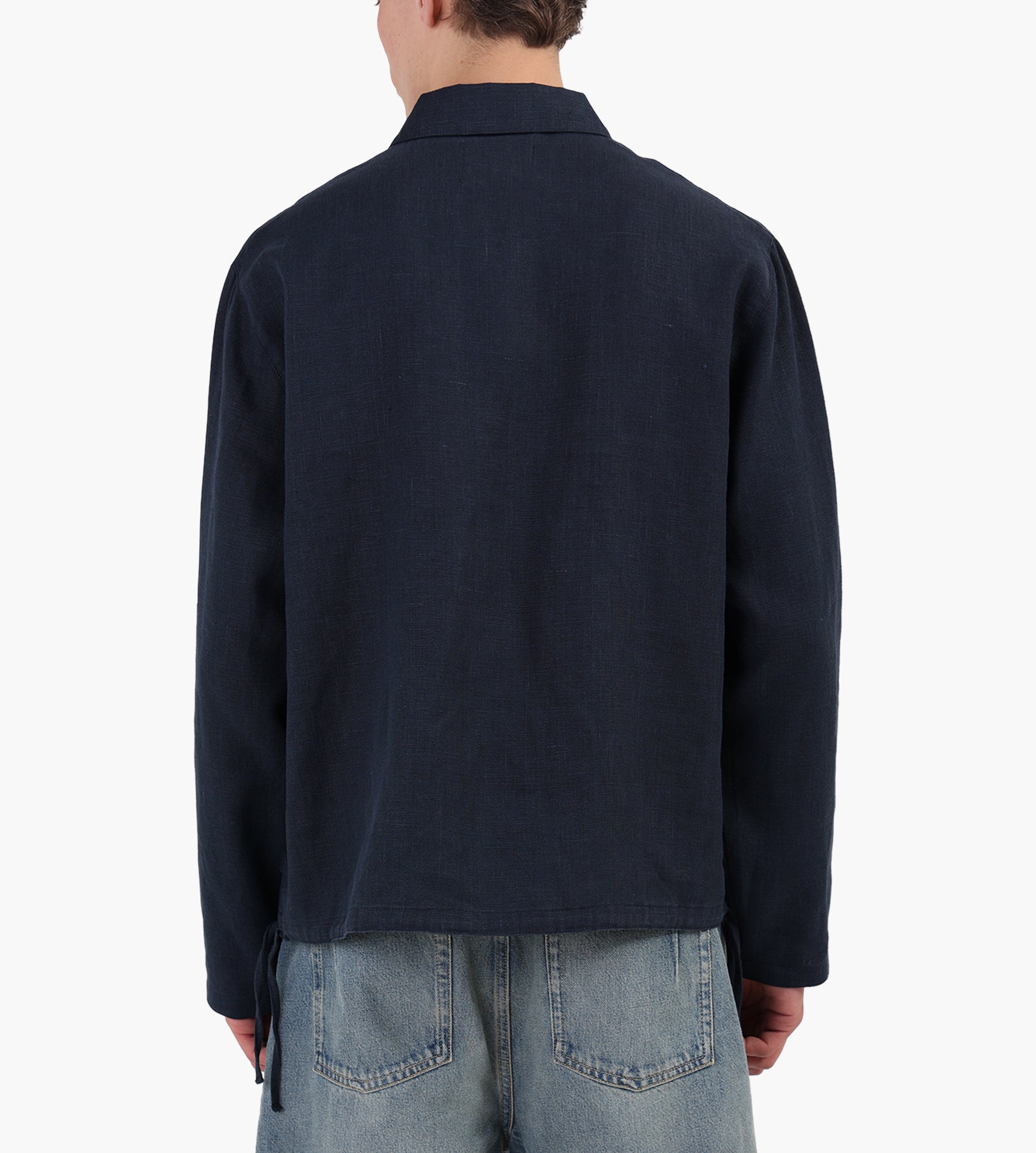 Arte Antwerp Linen Quarter Zip Pullover Navy