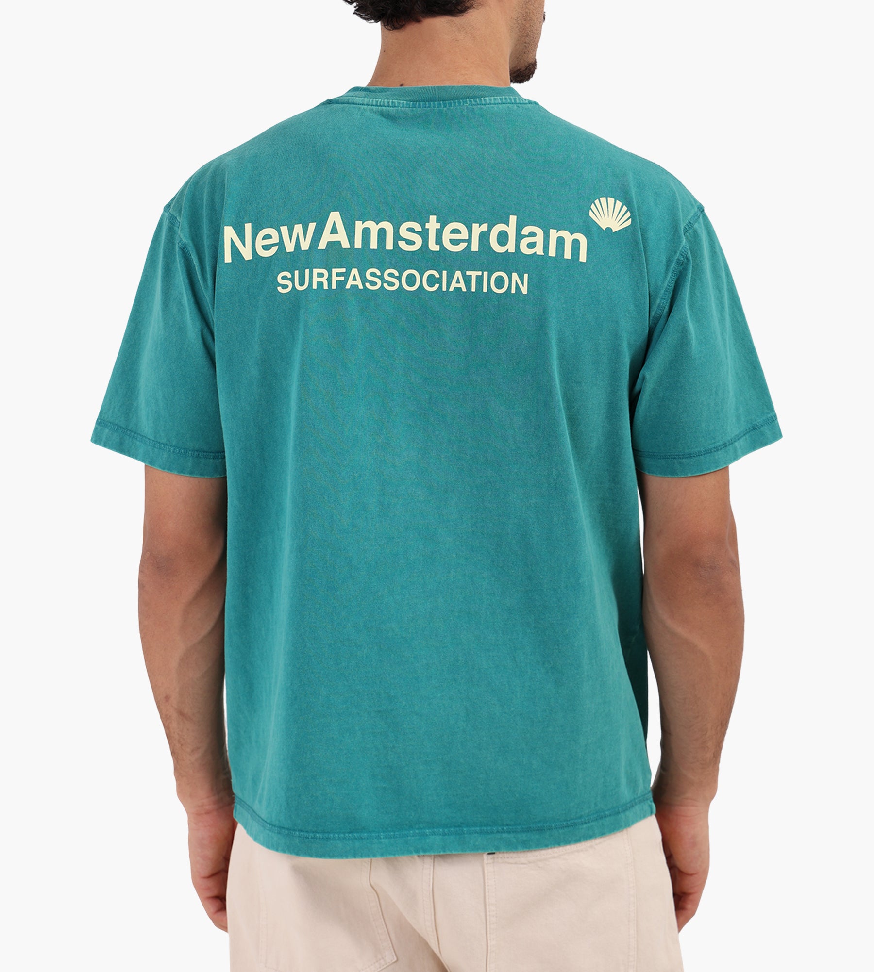 New Amsterdam Surf Association Logo Tee Sea Green Butter Yellow