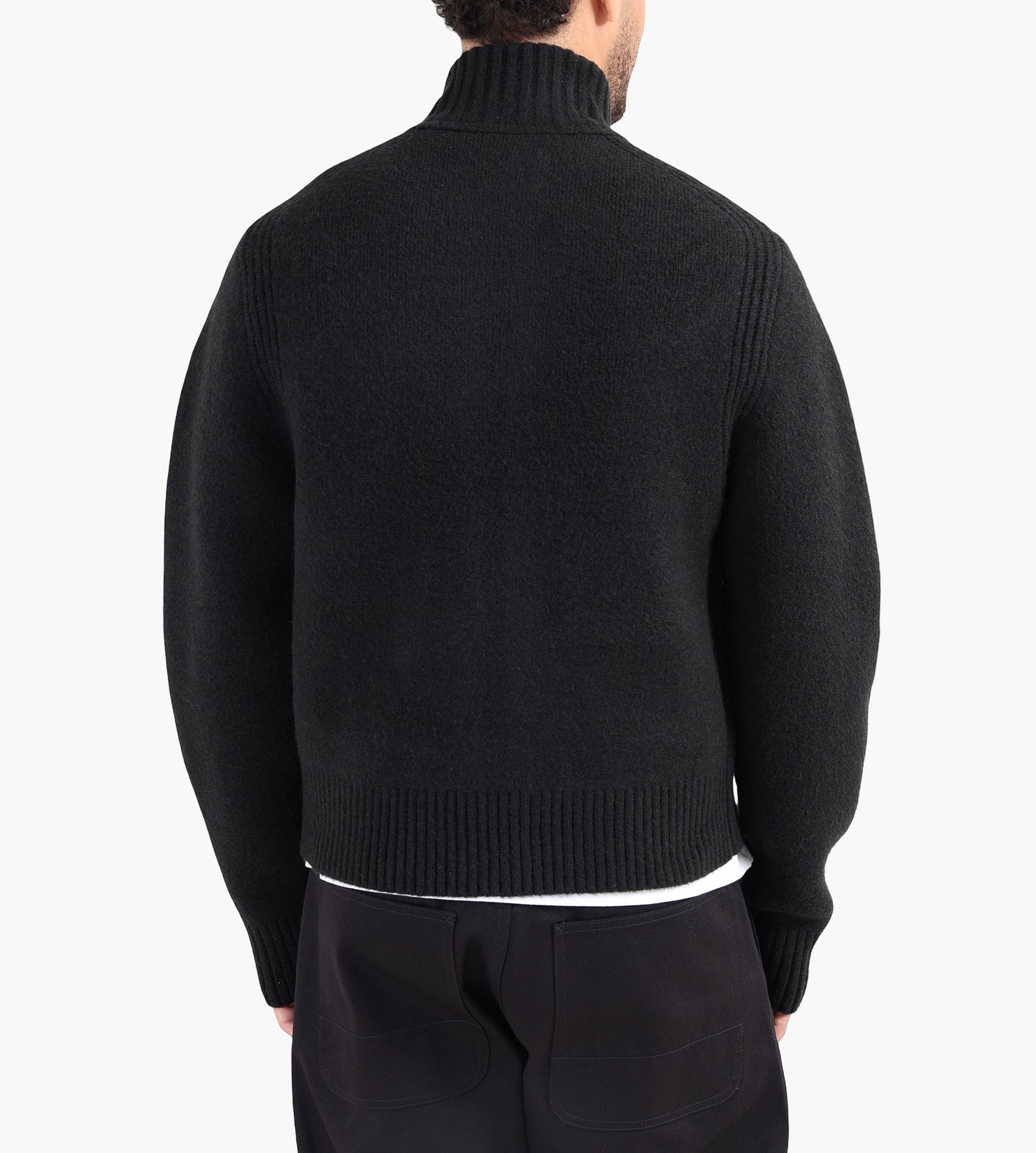 OLAF Zip Through Knitted Mock Neck Black