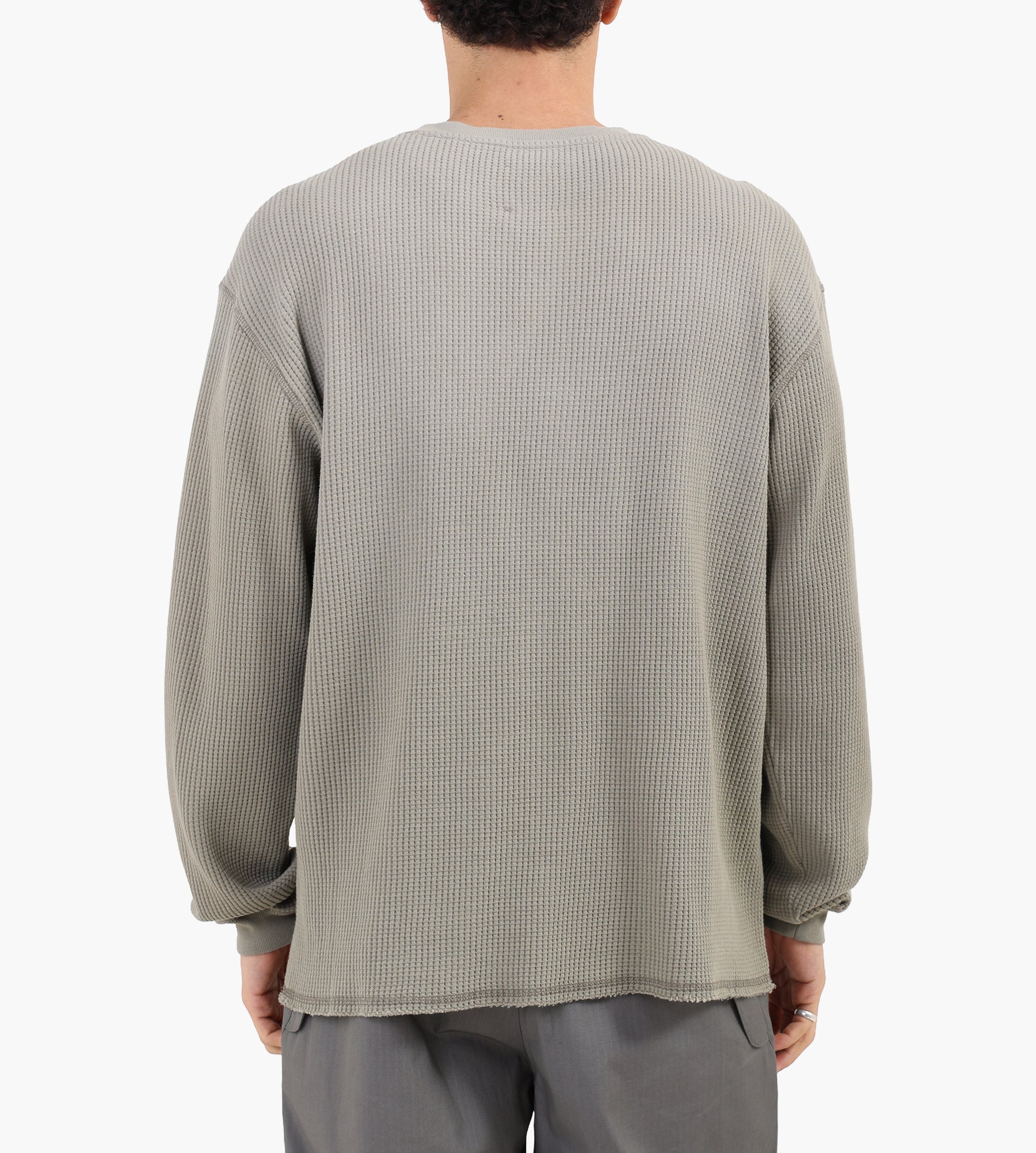 ROA Bee Sun Faded Organic Waffle Serafino Long Sleeve Grey Green