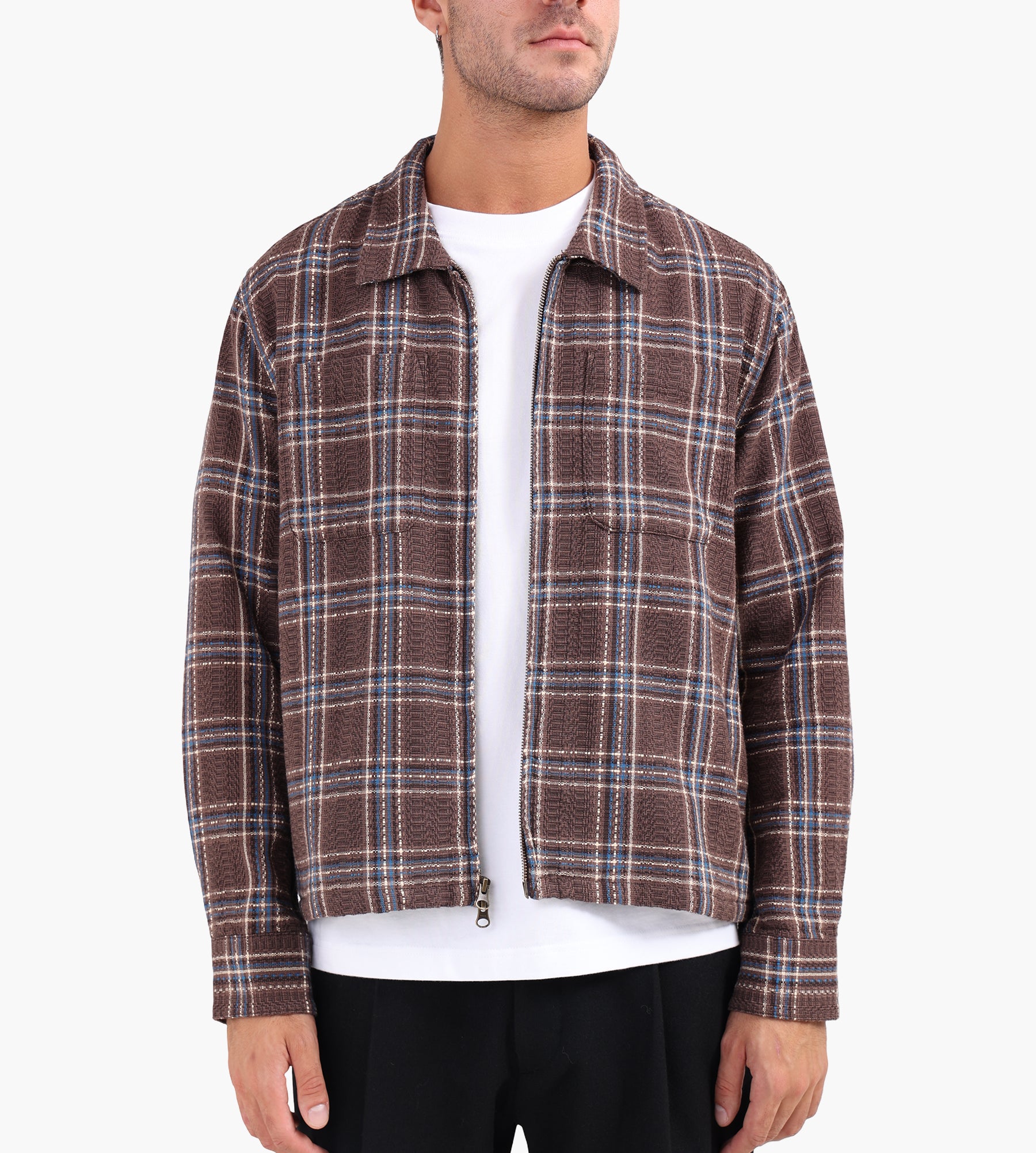 Corridor Venice Plaid Zip Jacket Brown