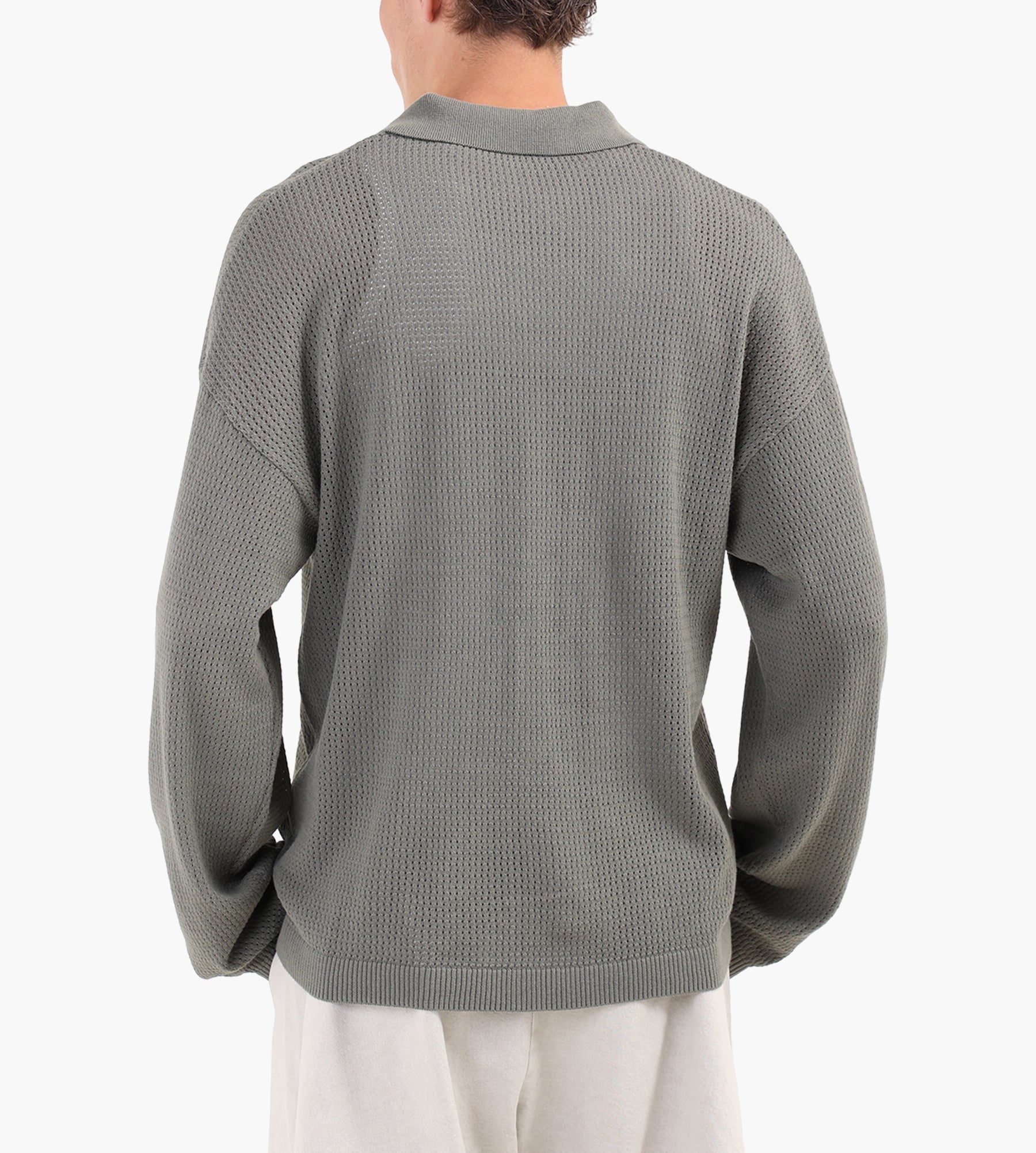 about:blank Resort Long Sleeve Knit Polo Cotton Sage