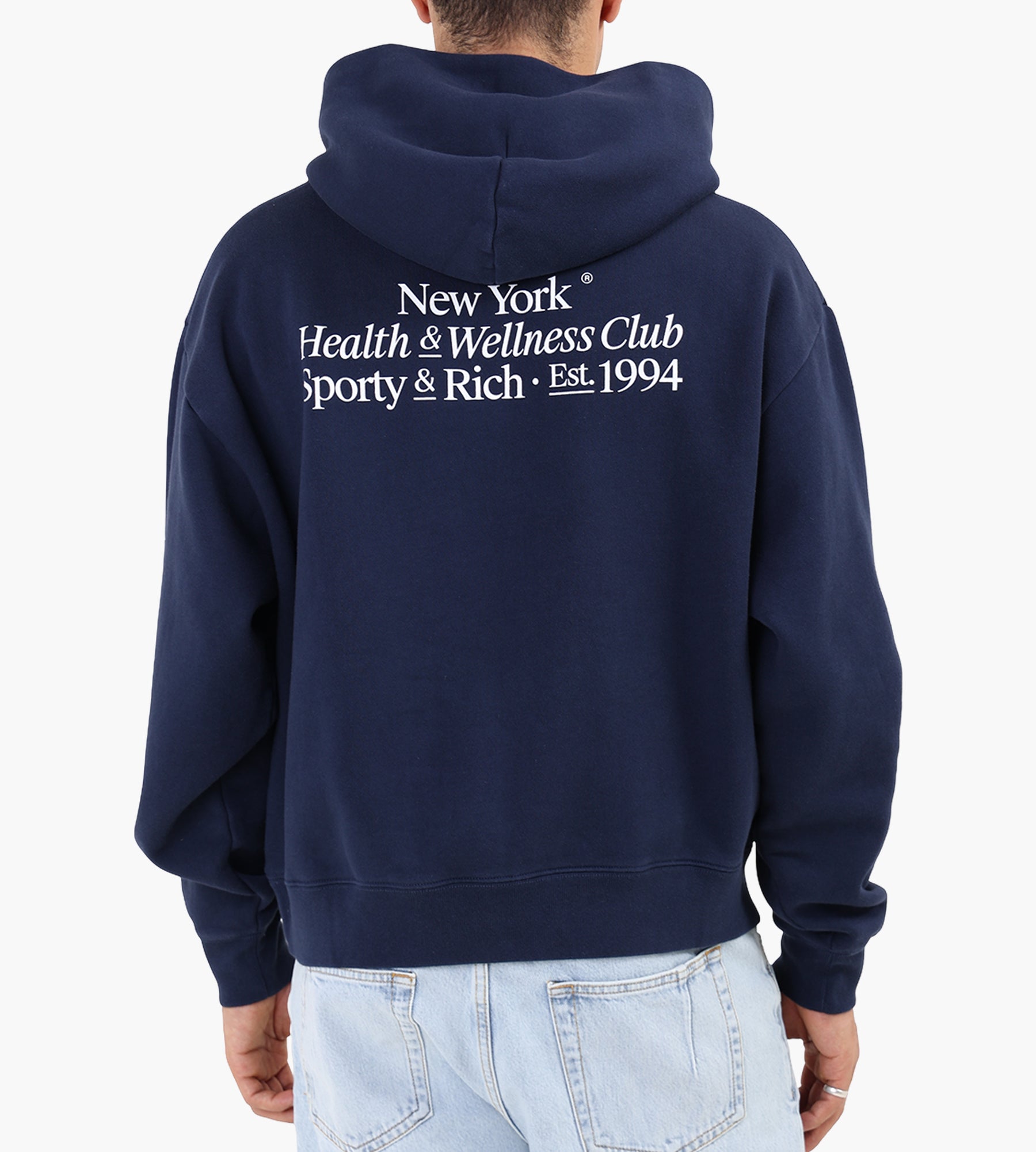 Sporty & Rich Modern Hoodie Dark Navy White