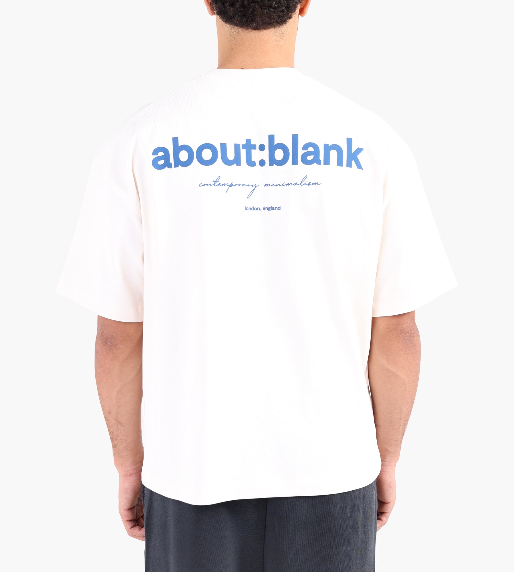 about:blank Box T-Shirt Cotton Oat Estate Blue