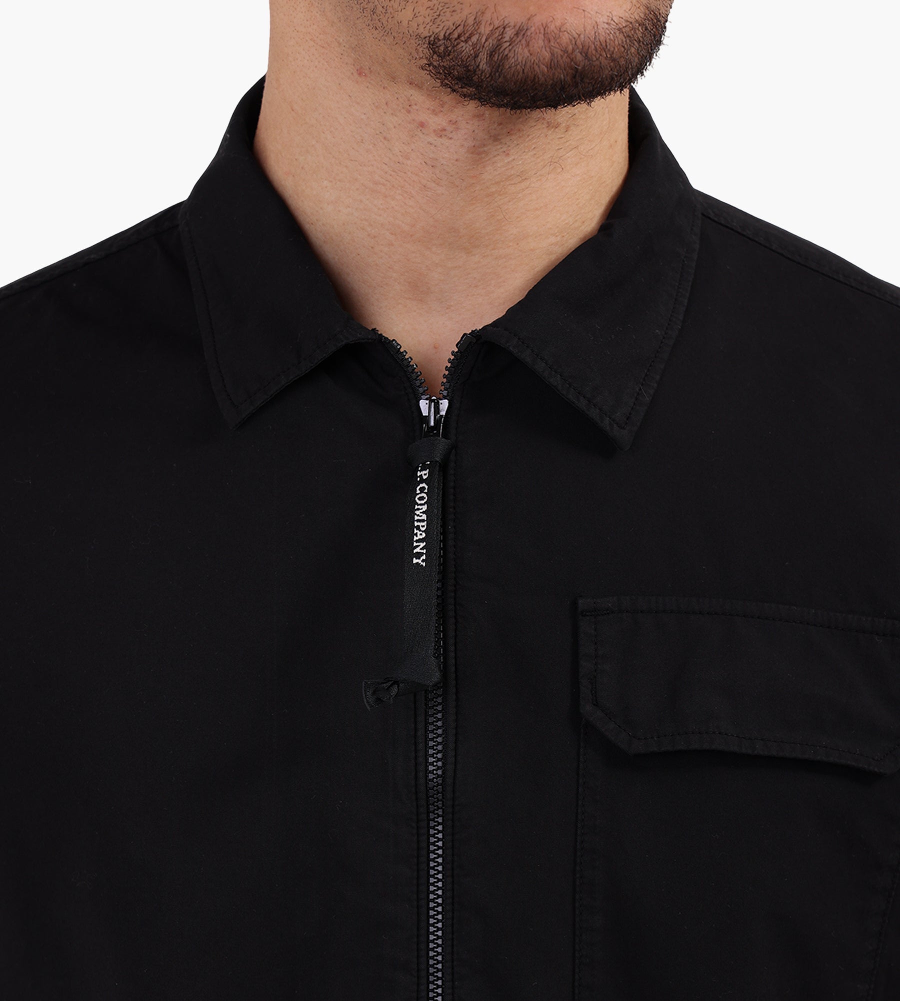 C.P. Company Organic Gabardine Zipped Lens Overshirt Black