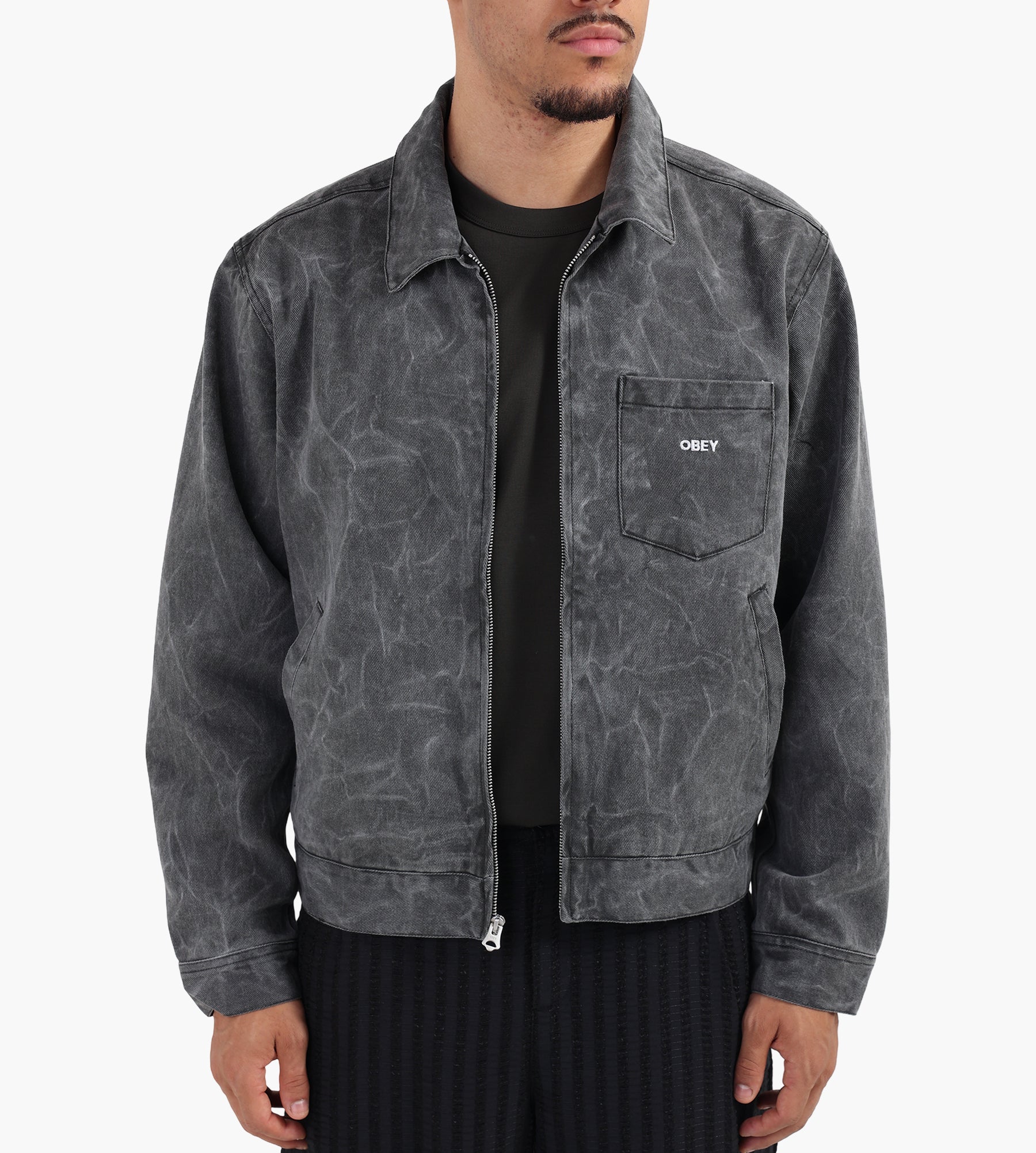 Obey Obey Workman Zip Jacket Black Wrinkle Wash