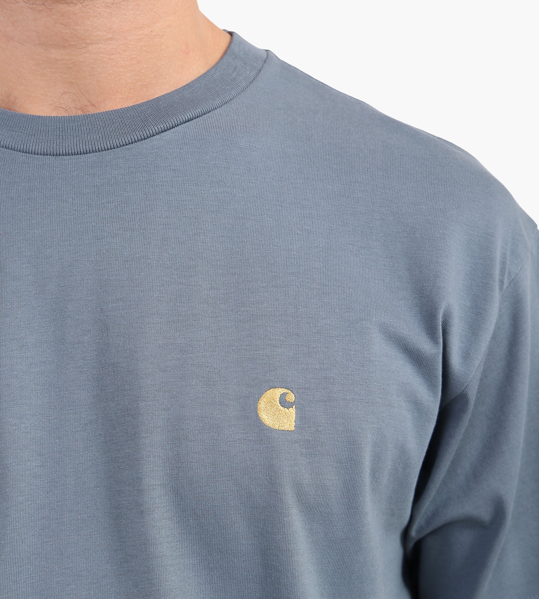 Carhartt WIP Chase T-Shirt Cozy Blue Gold - Carhartt WIP - Clothing