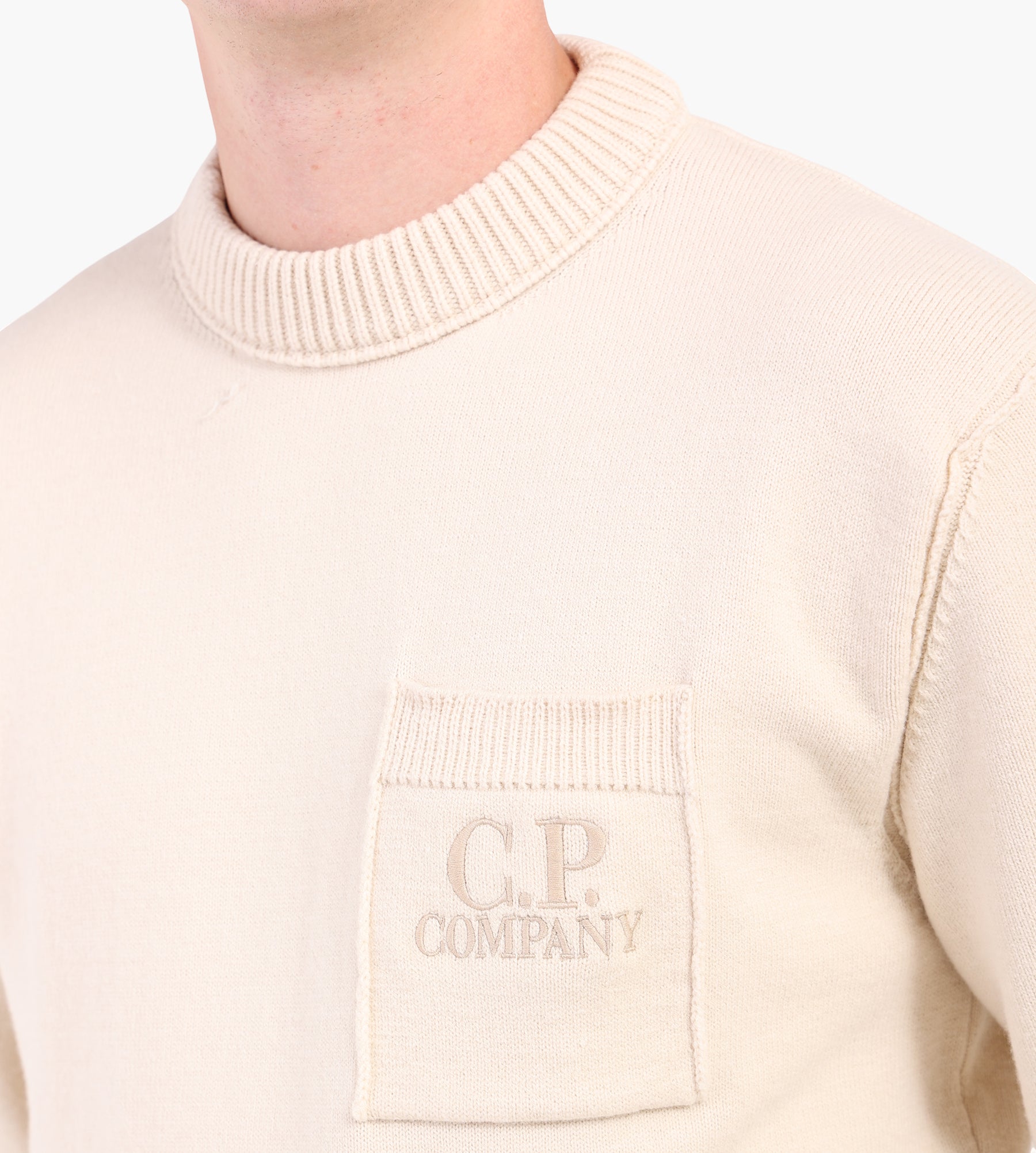 C.P. Company Soft Cotton Stretch Knit Crewneck Pistachio Shell