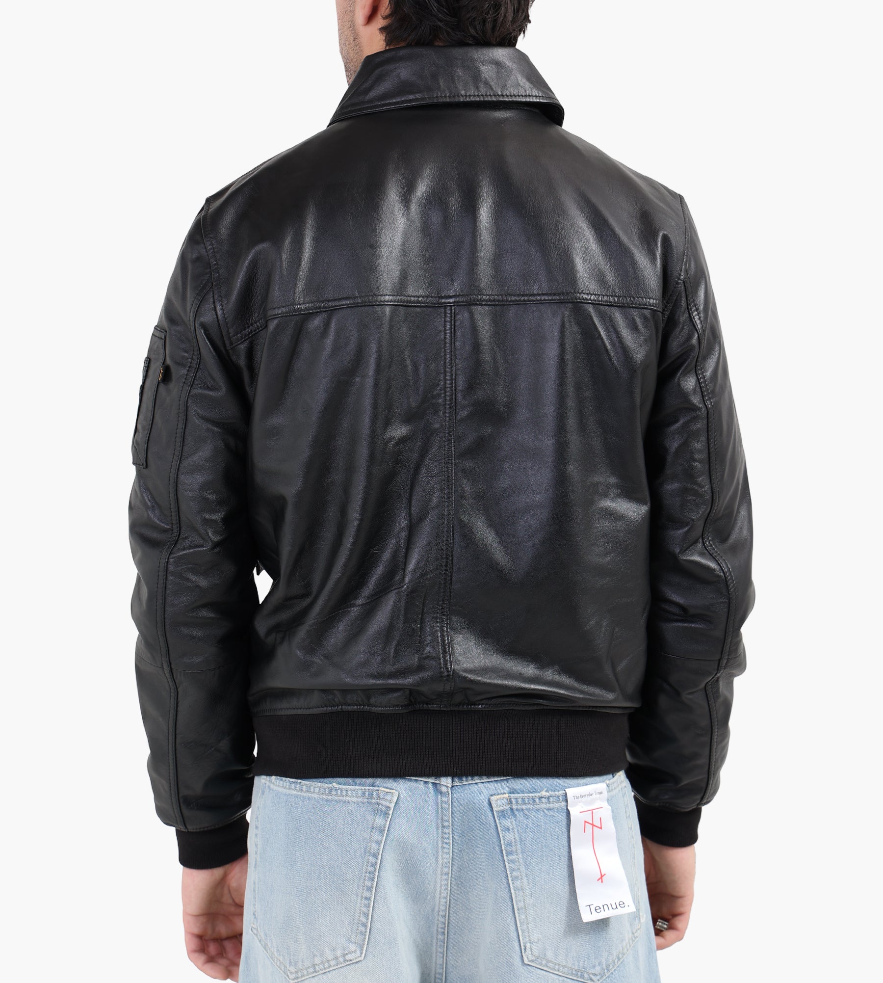 Alpha Industries CWU 45/P Leather Lightweight Bomber Jacket Black
