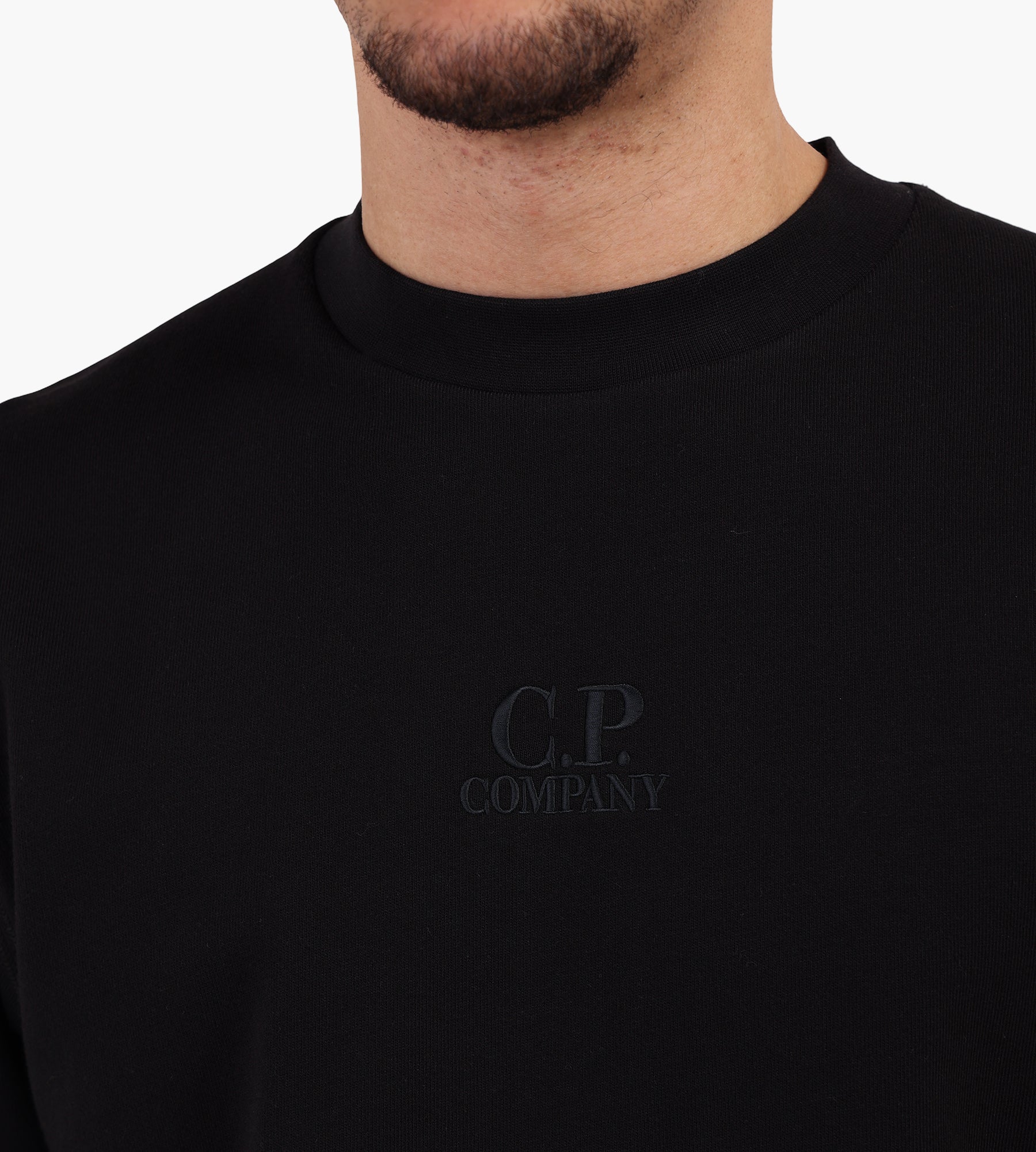 C.P. Company Diagonal Raised Fleece Crewneck Black