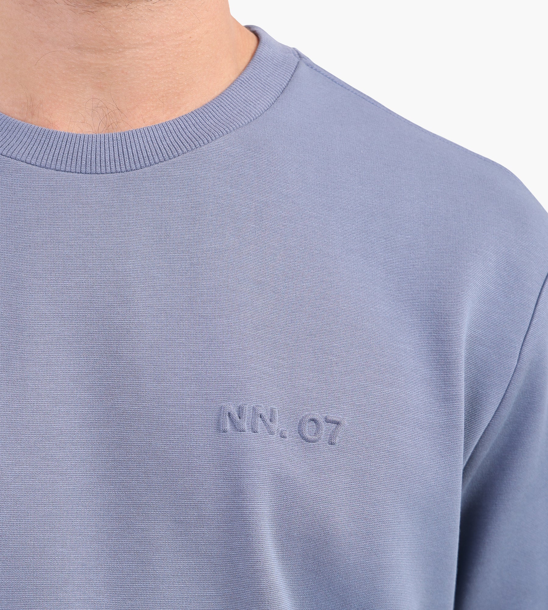 NN.07 Nat Logo Tee 3457 Stone Blue - NN.07 - Clothing