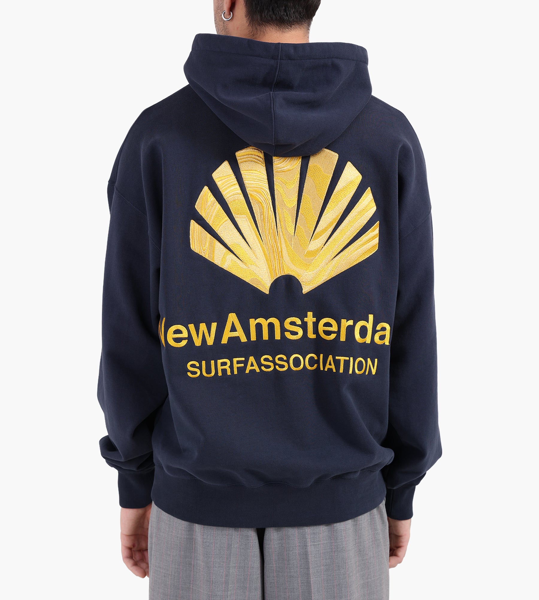 New Amsterdam Surf Association Logo Hoodie Navy Blazer Sun Yellow