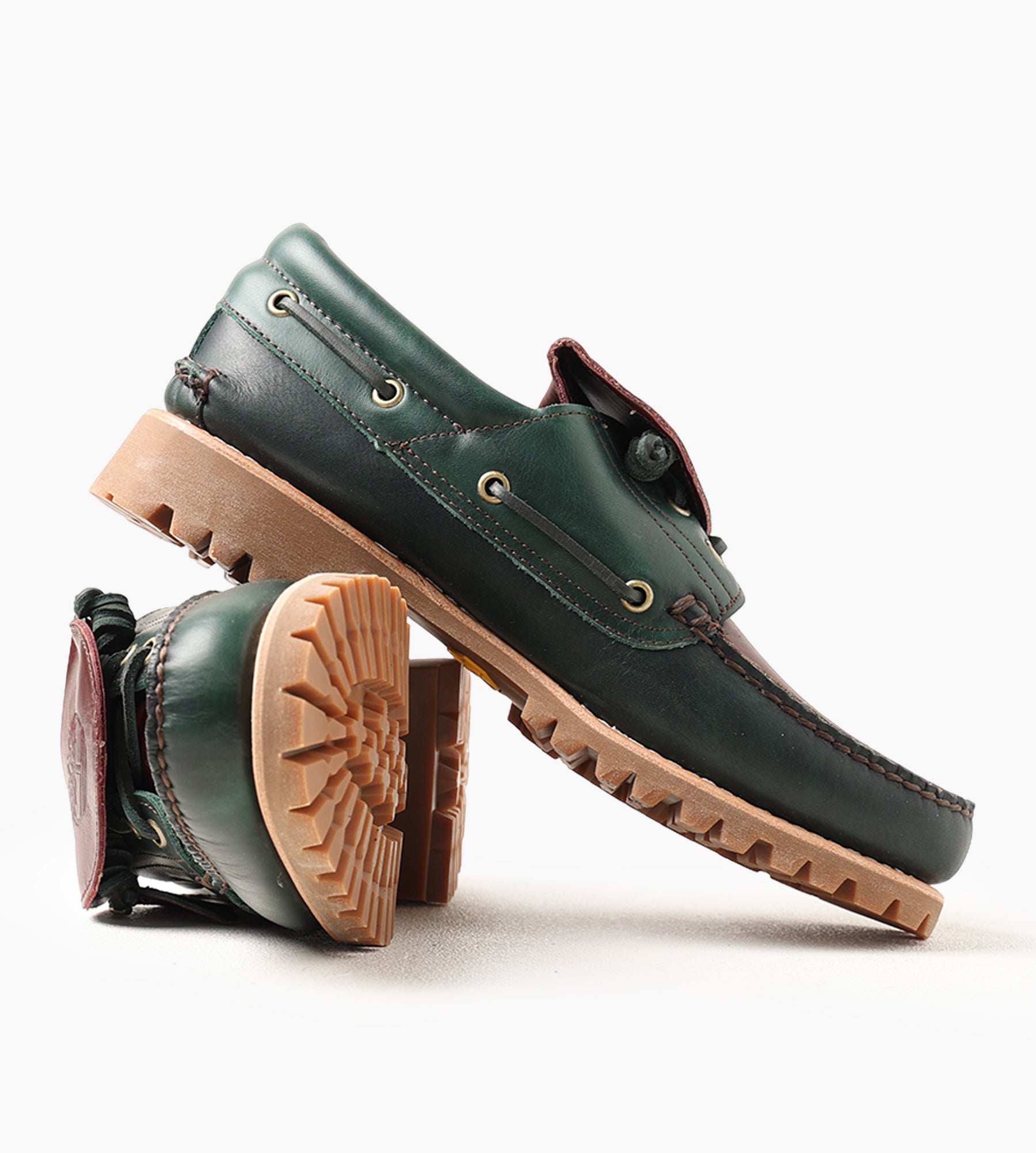 Timberland Authentic Boat Shoe Dark Green Full Grain W Dark Brown