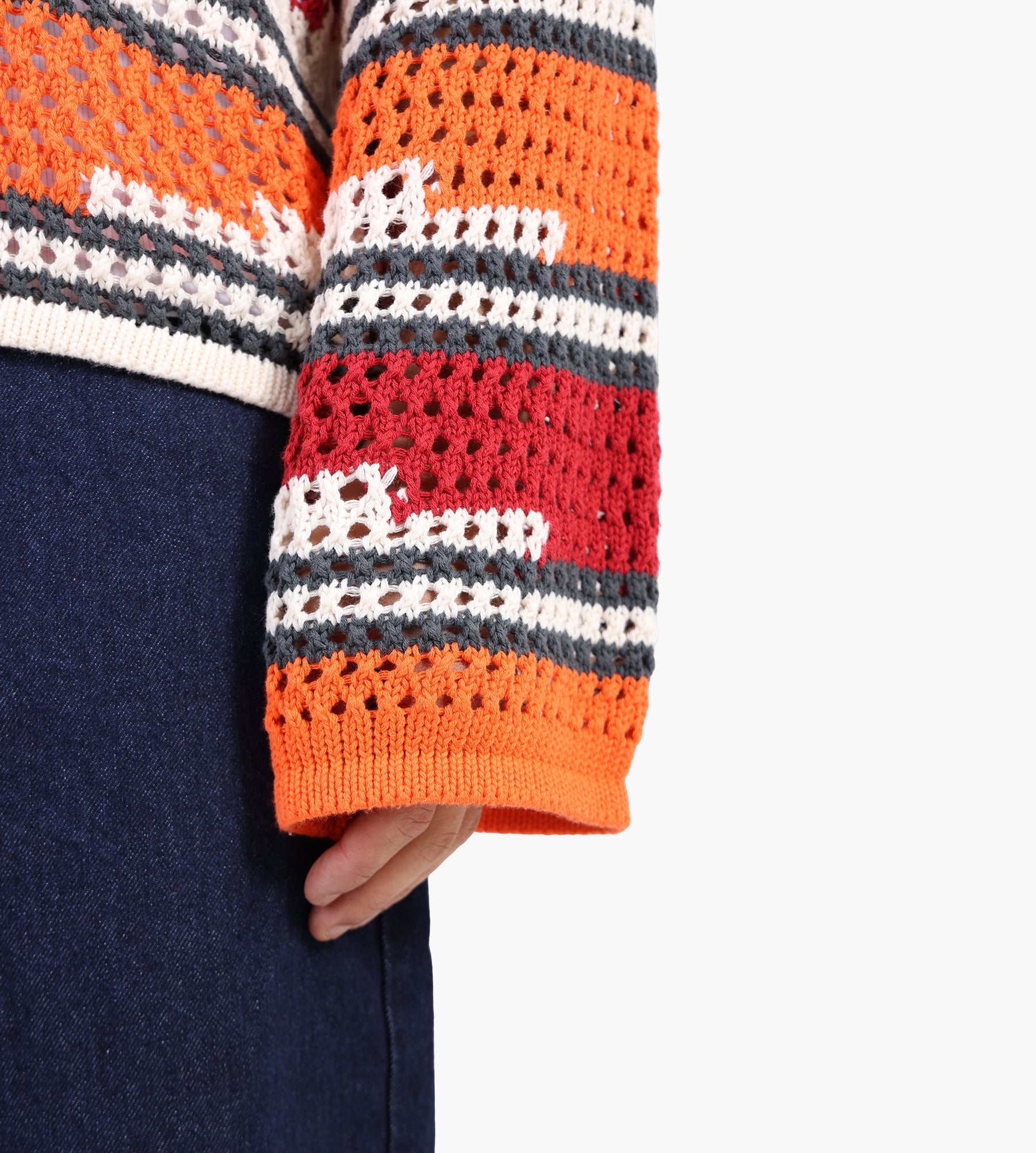 Daily Paper Kente Stripe Knit Polo Haute Red Tigerlily - Daily Paper - Clothing