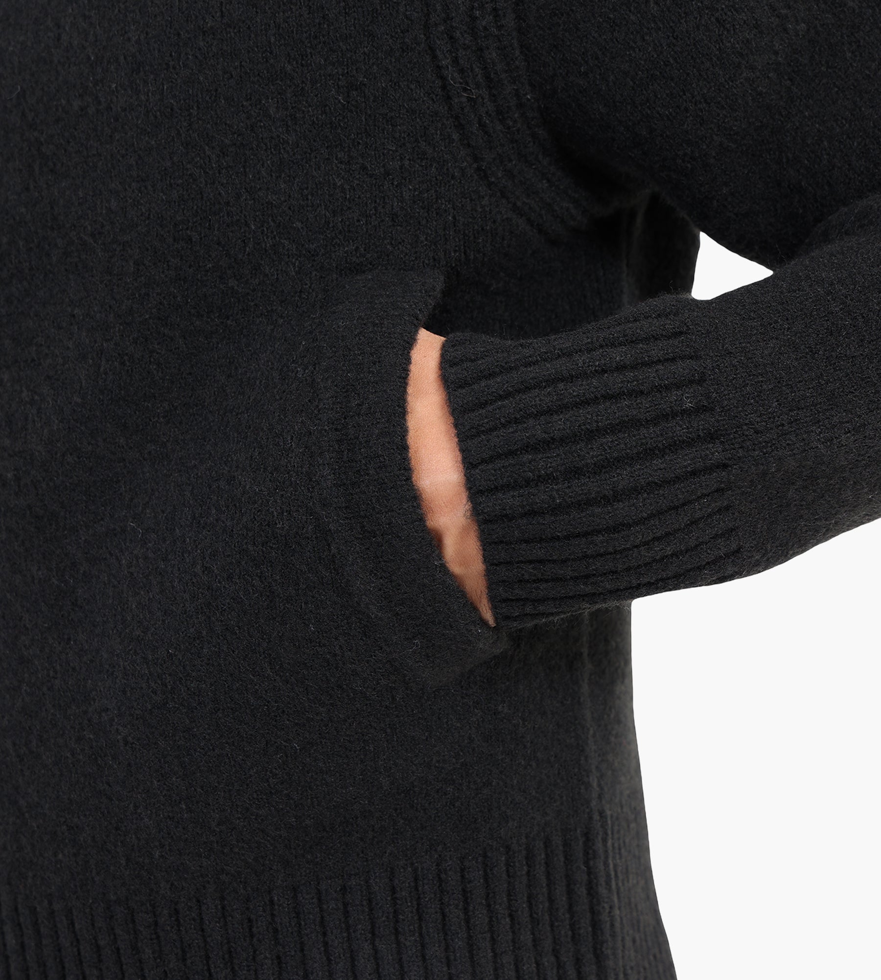 OLAF Zip Through Knitted Mock Neck Black