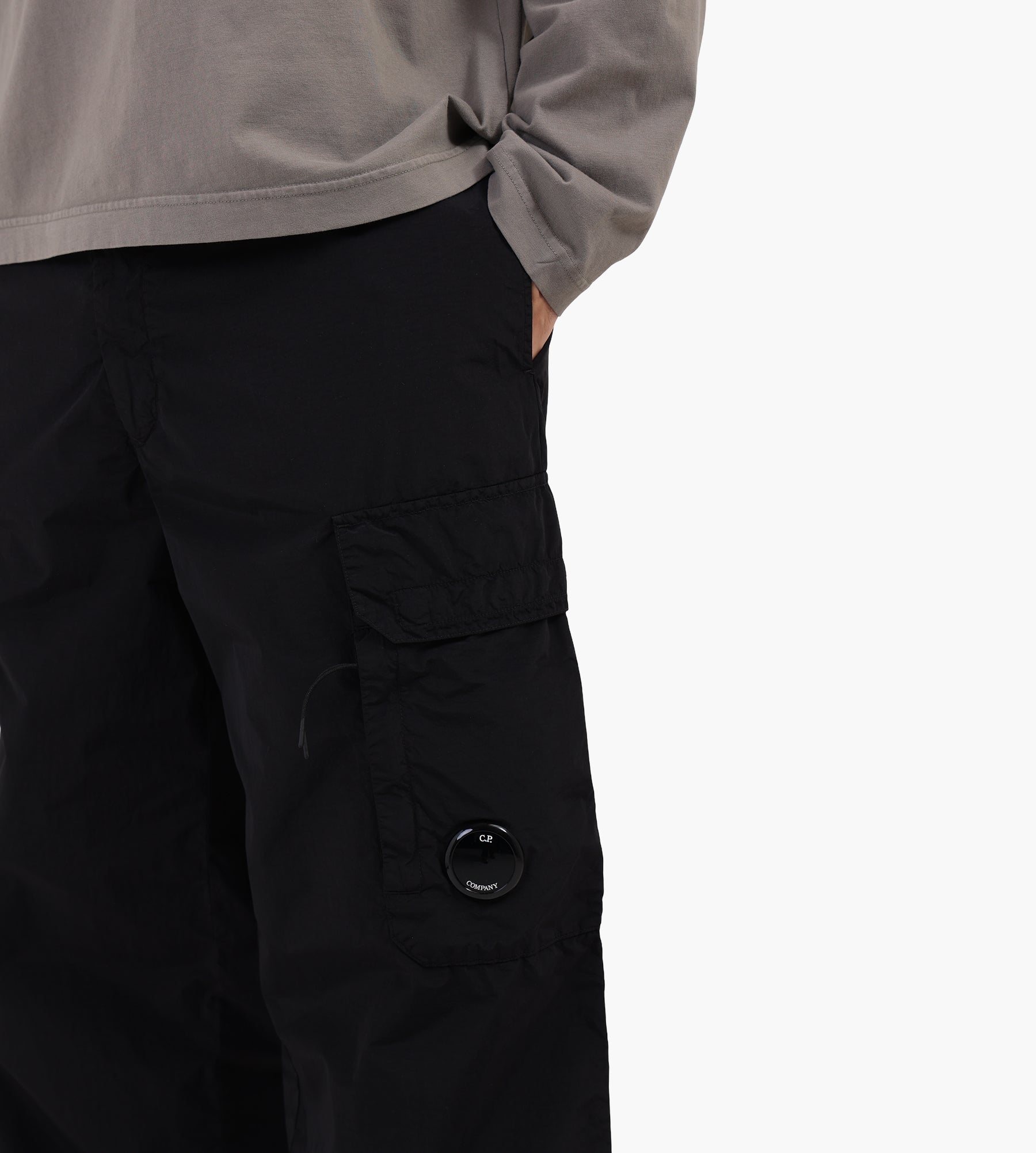 C.P. Company Flatt Nylon Loose Cargo Lens Pants Black