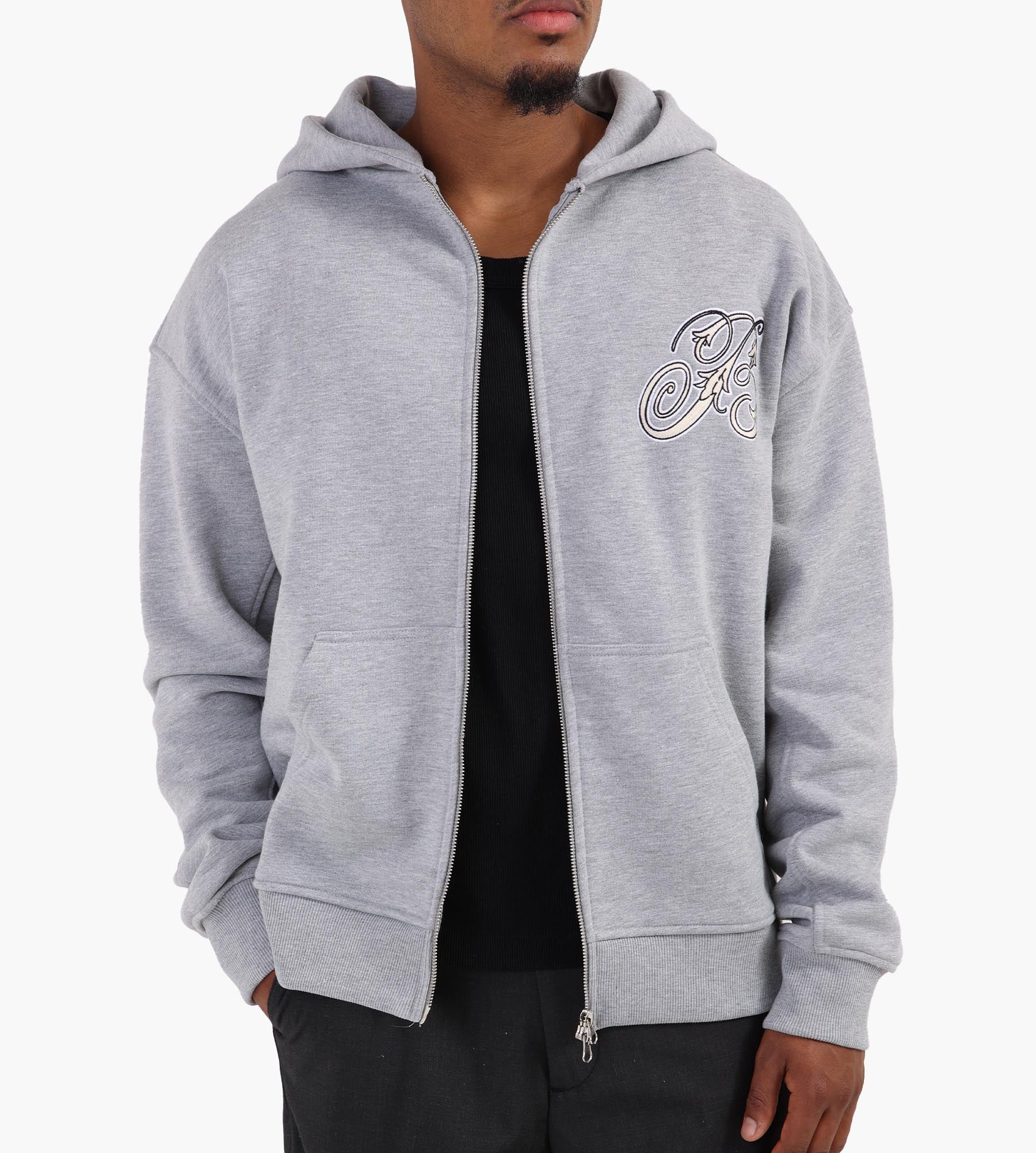 Baskèts Botanical Zip Hoodie Ash Grey