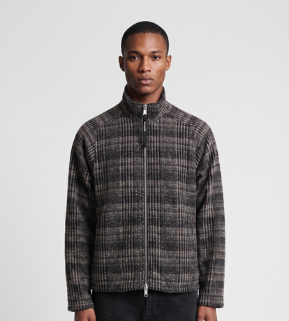e*a様 CLANE CHECK OVER SHRIT JACKET Baskèts Check Tweed Zip Jacket Multi
