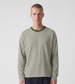 Baskèts Offset Stripe Longsleeve White Green Stripe