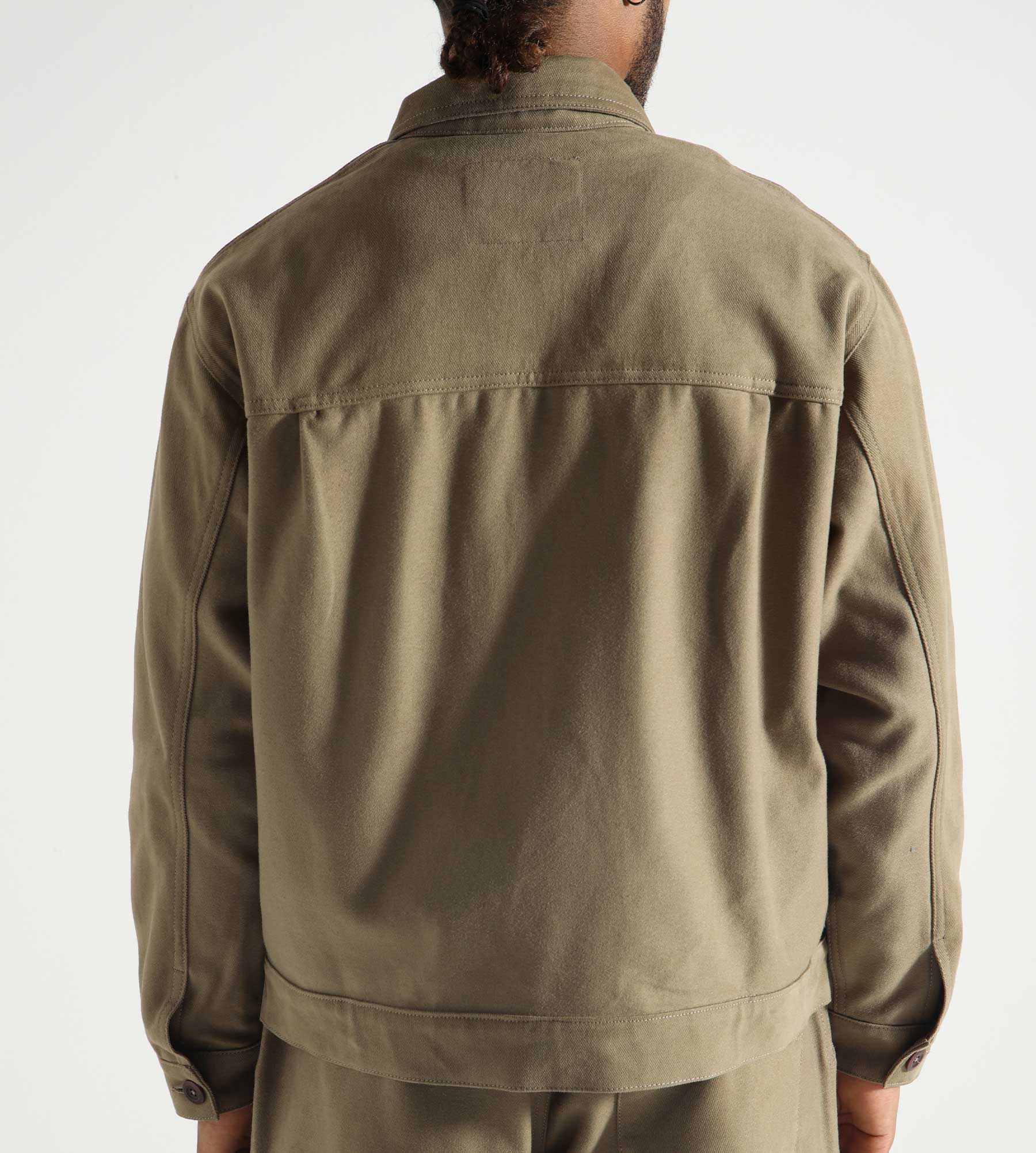 Café-Mountain Reverse Panel Workers Jacket Washed Limestone