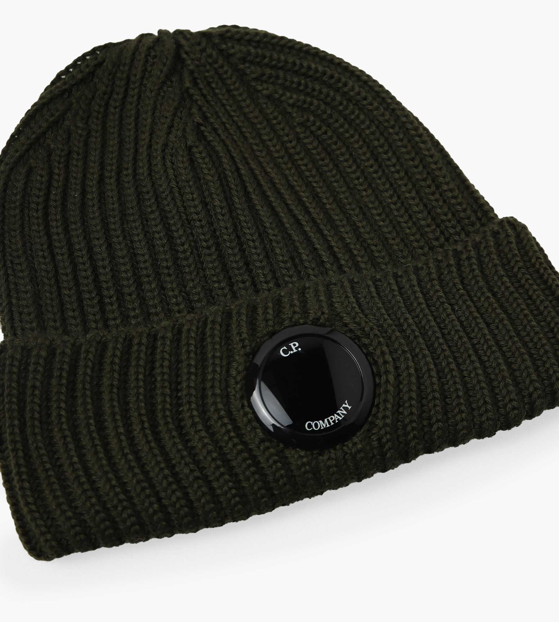 C.P. Company Extra Fine Merino Wool Lens Beanie Ivy Green