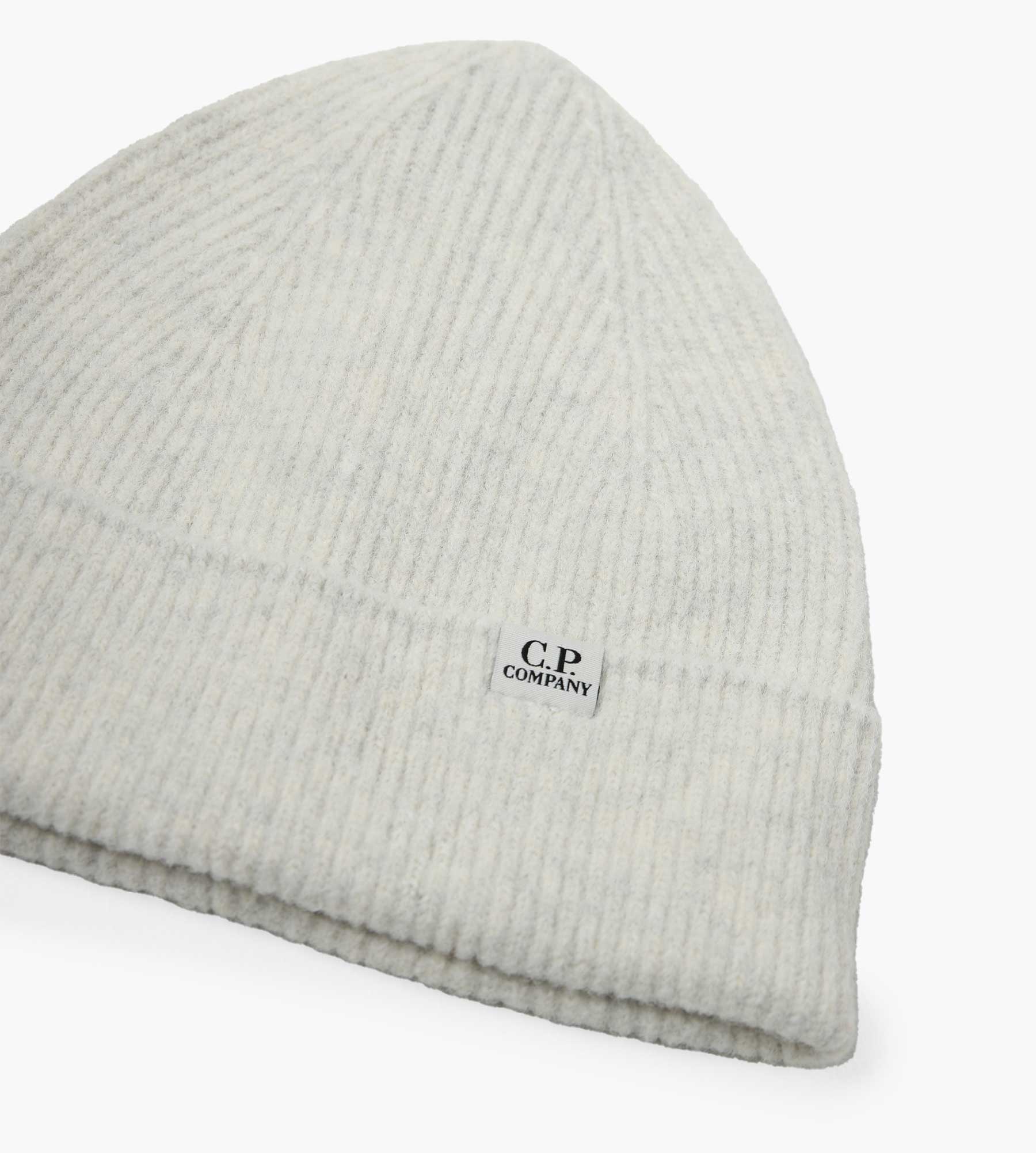 C.P. Company Accessories Knit Cap In Fleece Knit White Melange