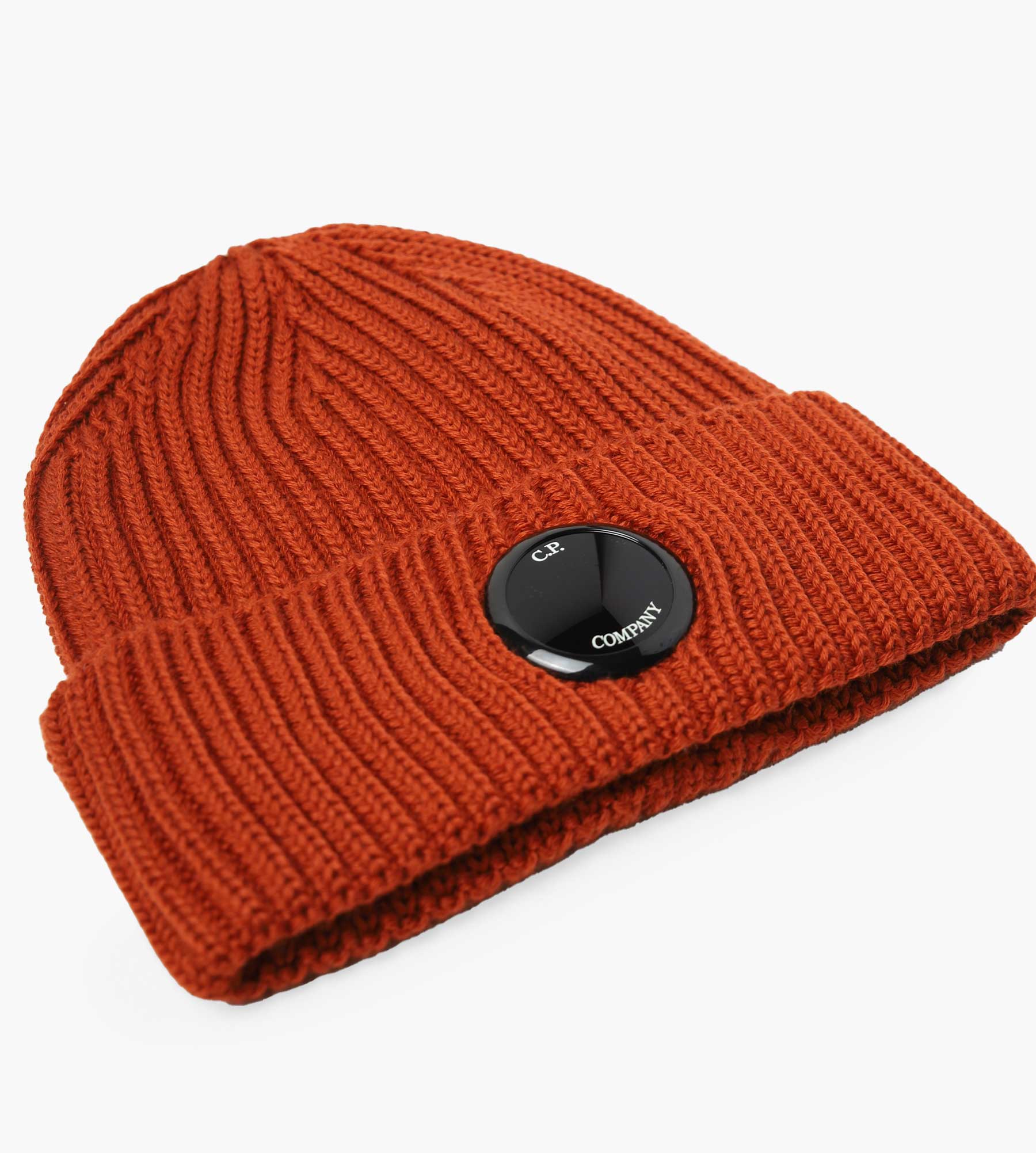 C.P. Company Extra Fine Merino Wool Lens Beanie Bombay Brown