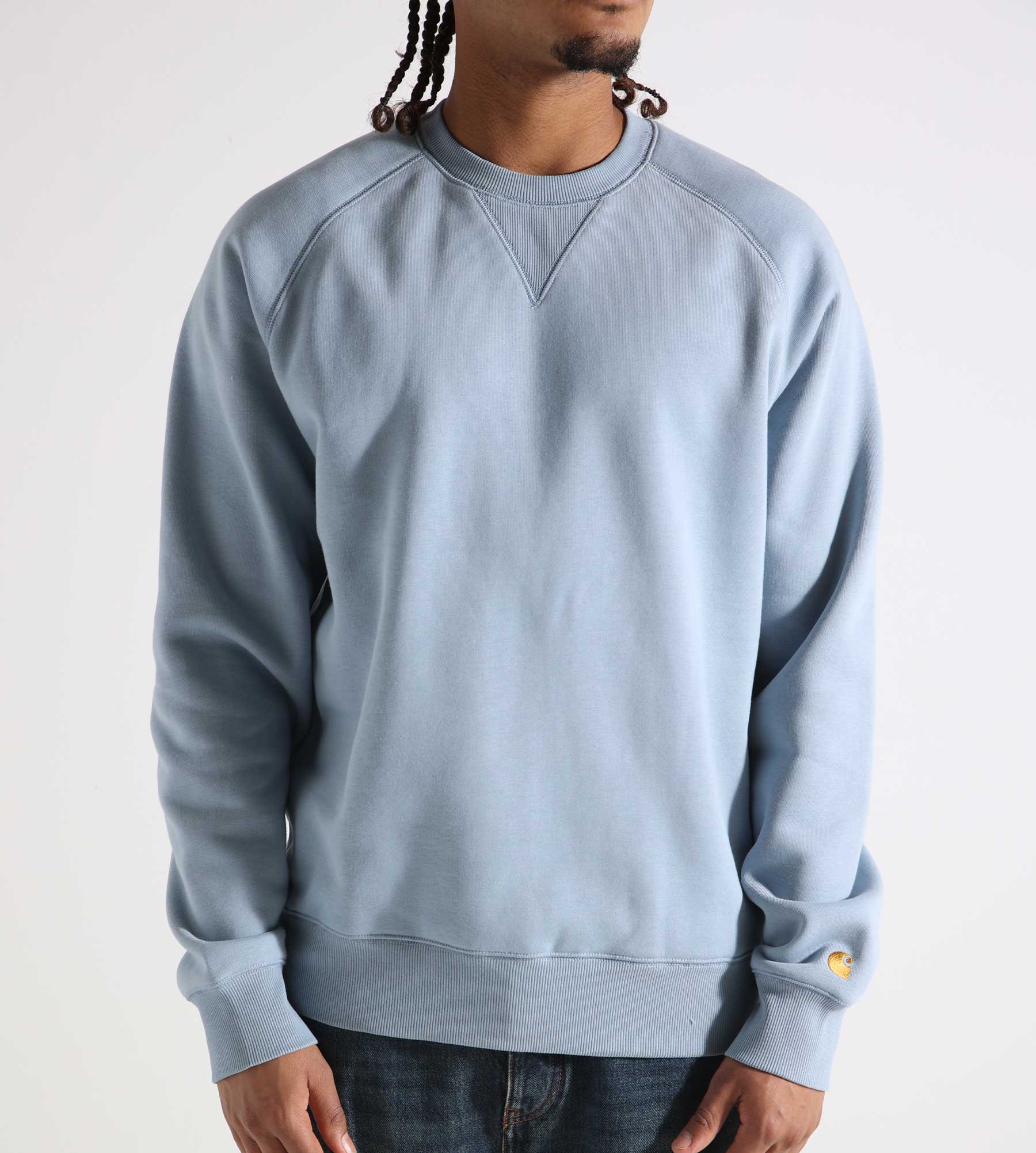 Carhartt WIP Chase Sweater Frosted Blue Gold