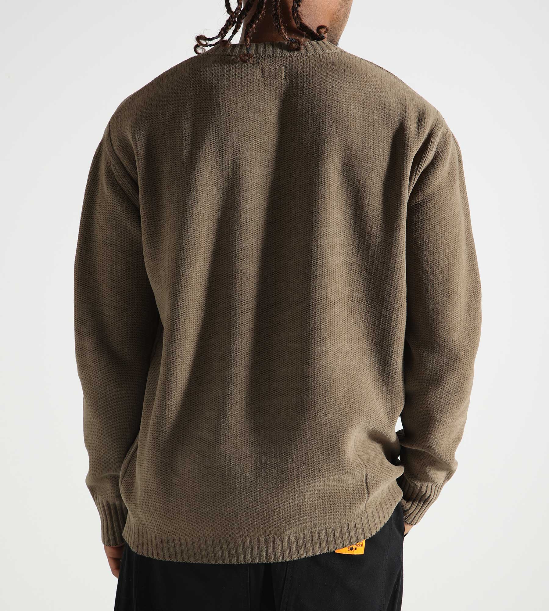 C.P. Company Knitwear Crew Neck In Chenille Cotton Walnut