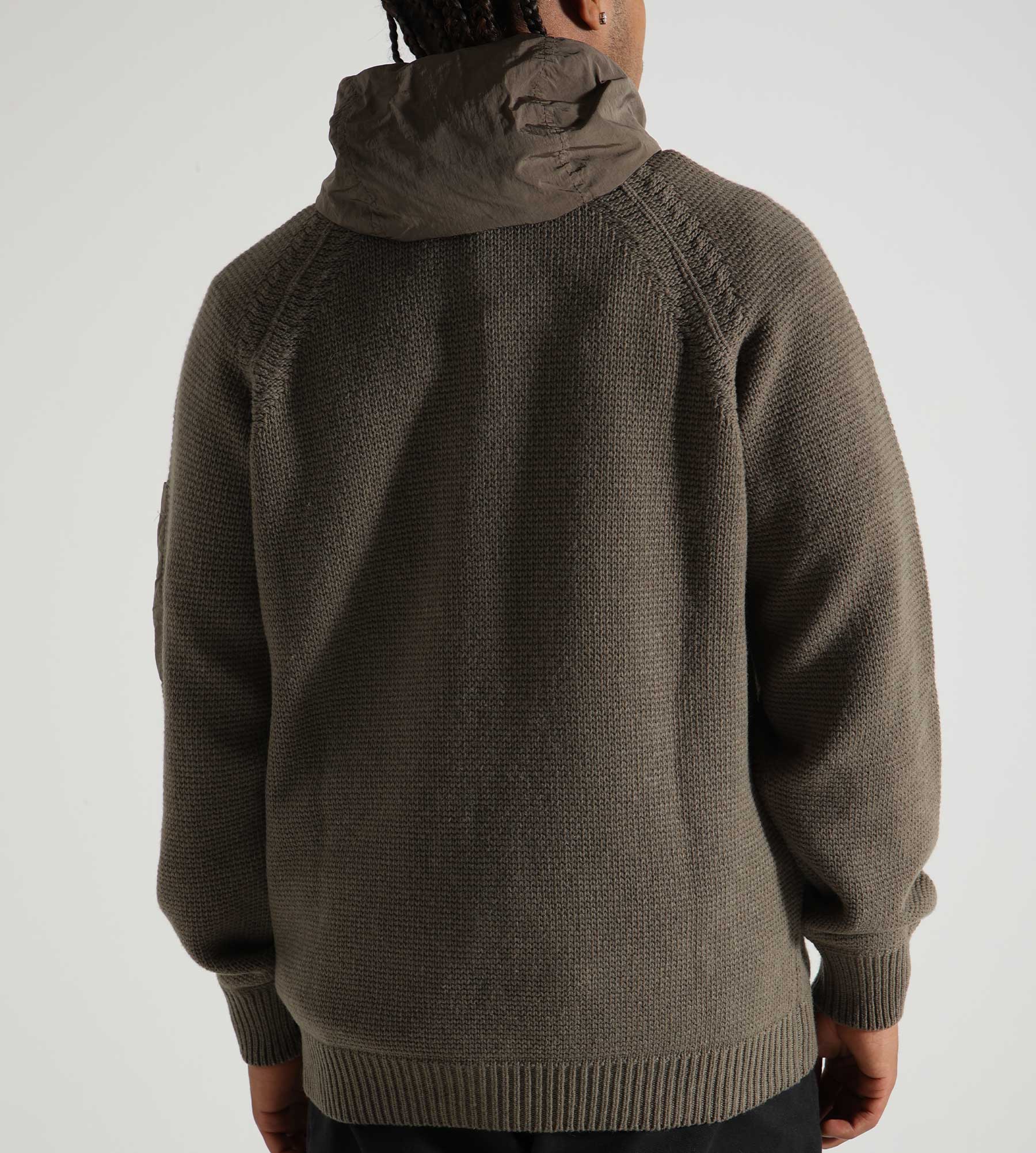 C.P. Company Knitwear Hooded In Lambswool Mixed Walnut