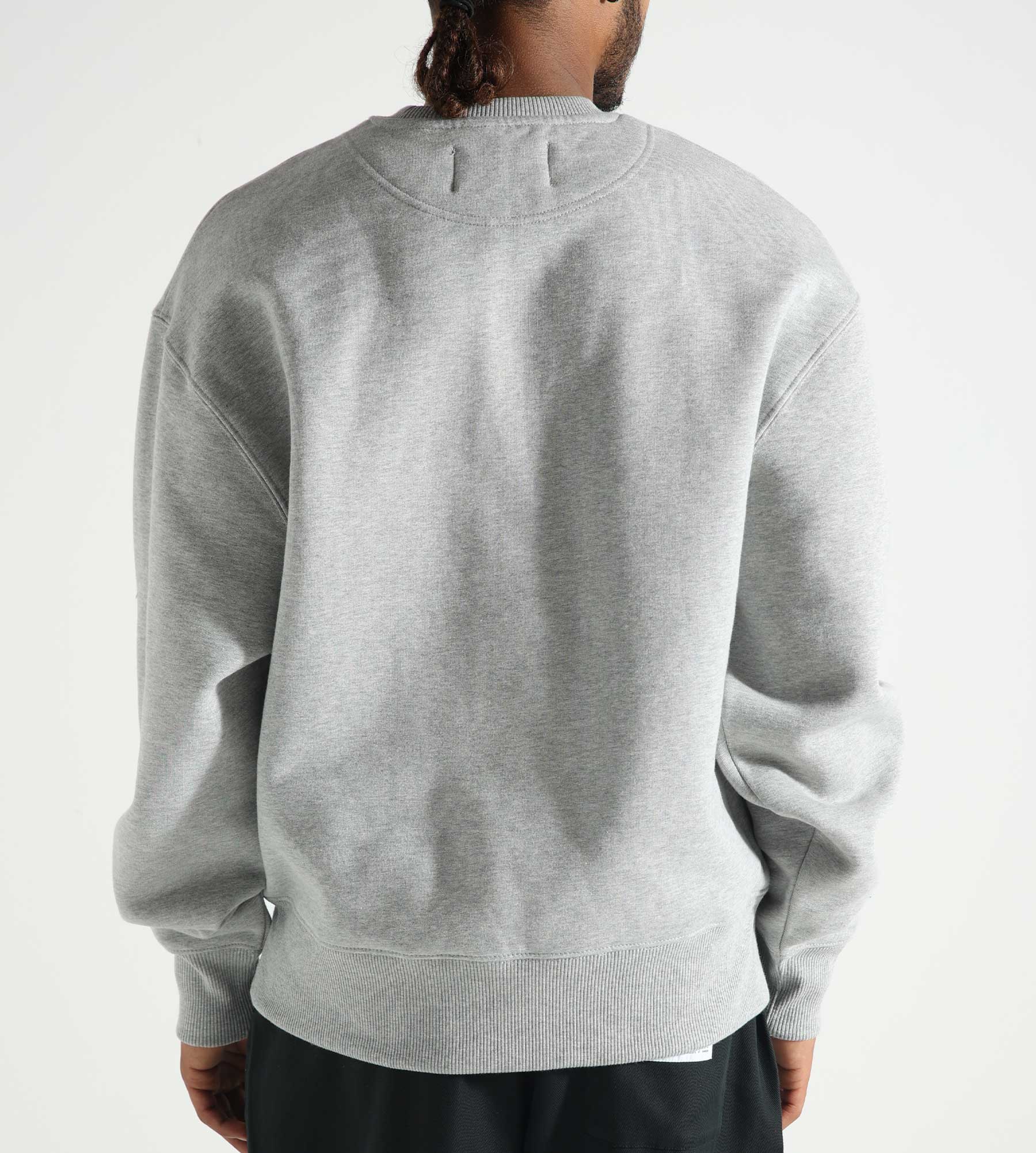 Café-Mountain Script Embroidery Crew Sweat Grey